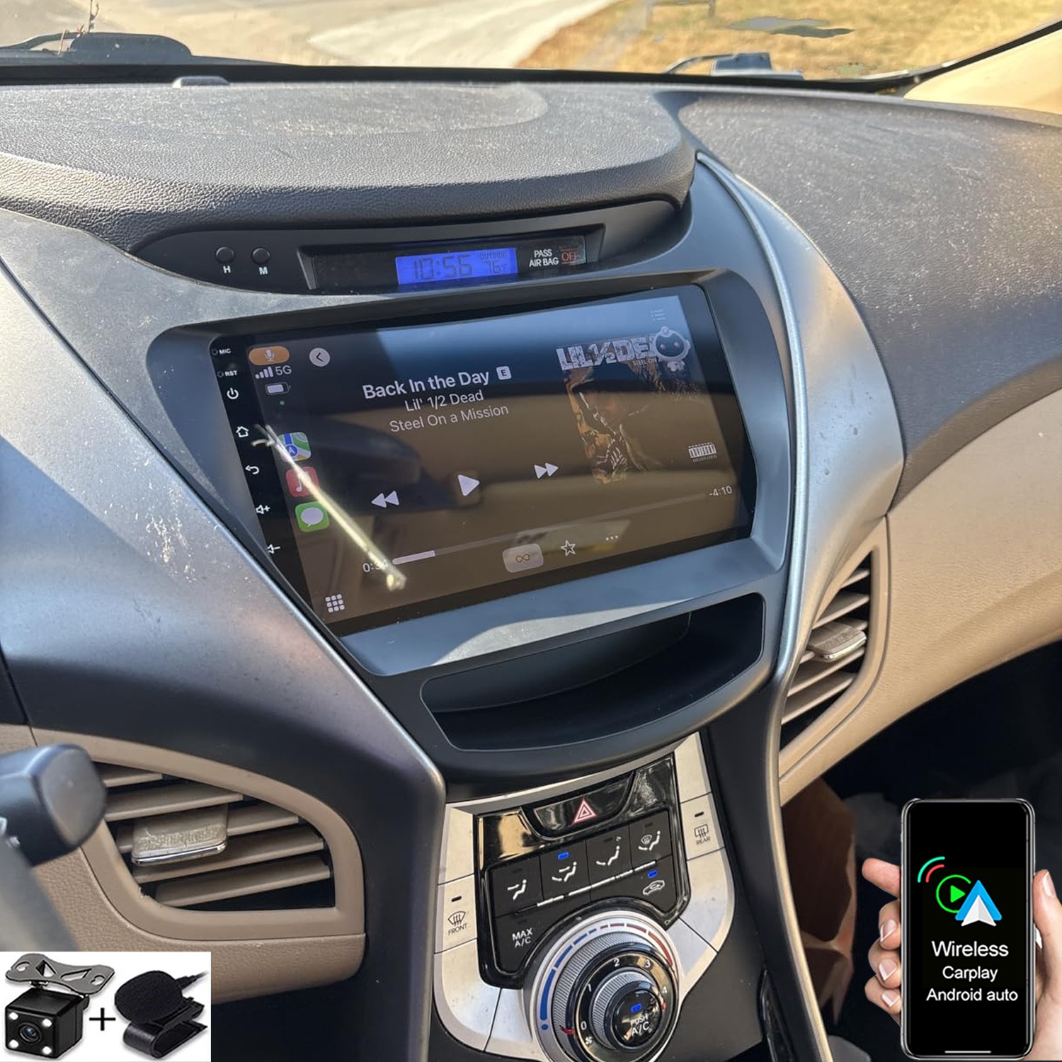9″ Android Car Radio Stereo GPS WIFI Apple Carplay For 2011-2013 Hyundai Elantra