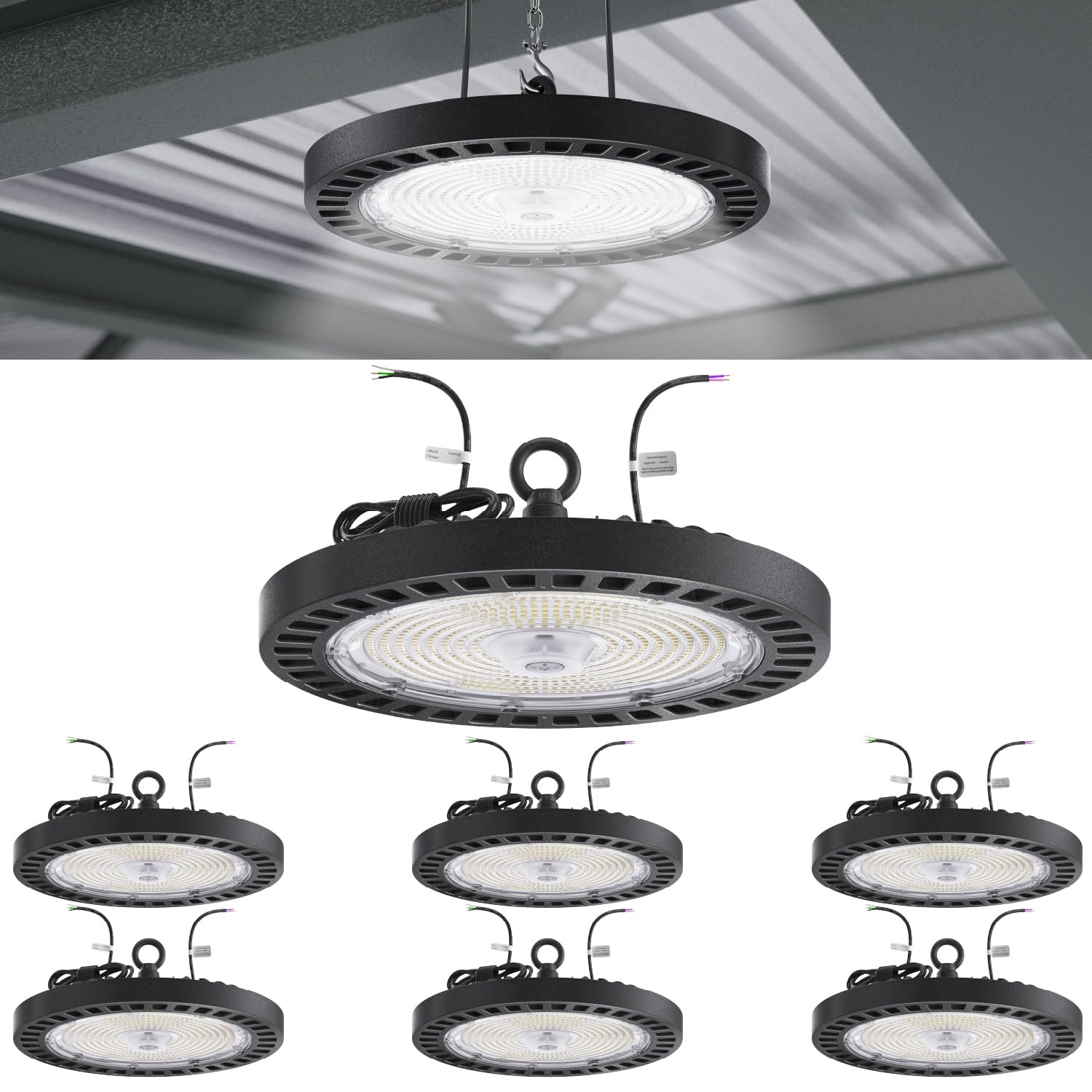 Sunco 6 Pack 240W UFO High Bay LED 34800LM 5000K Dimmable