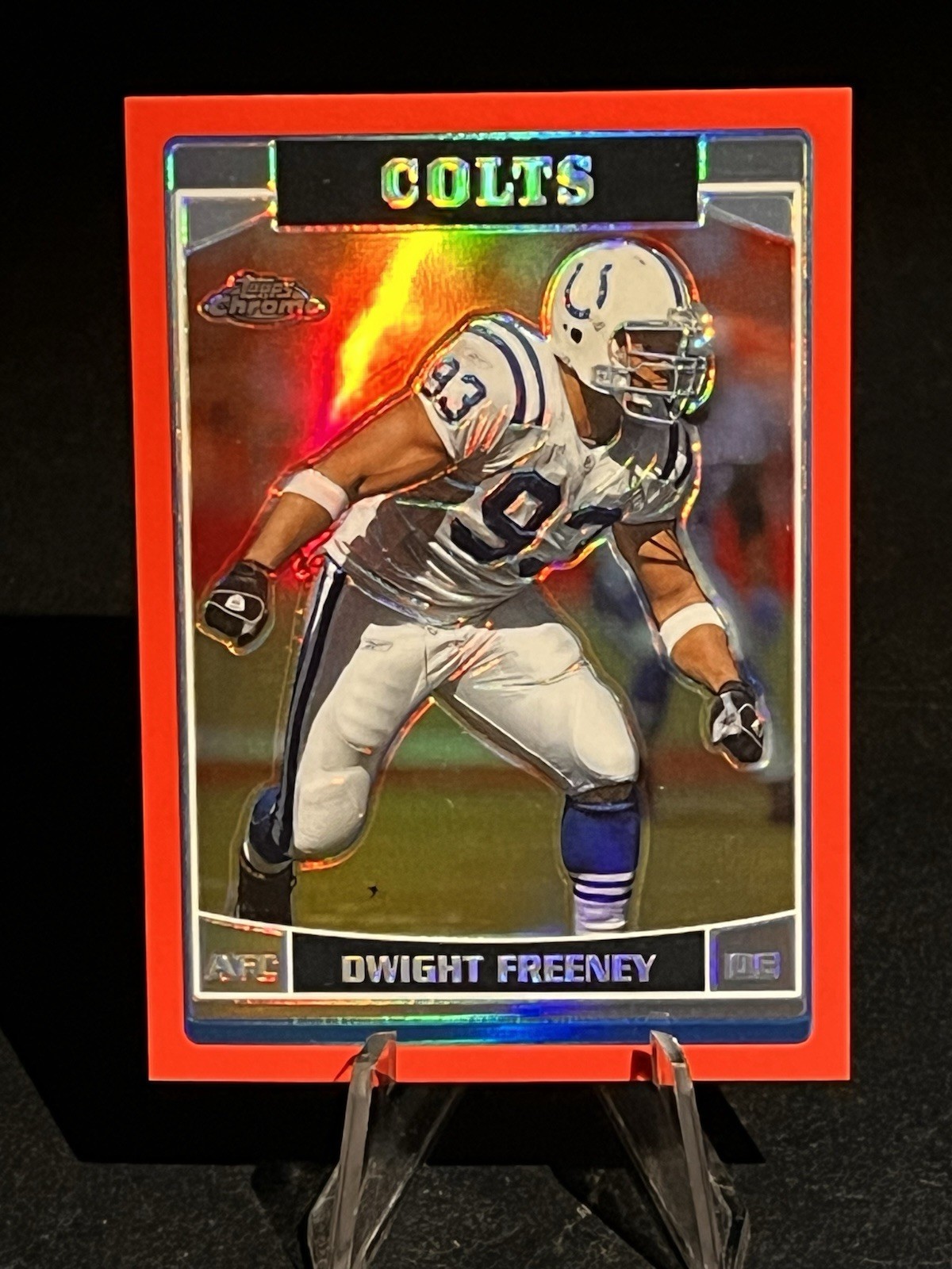 2006 Topps Chrome Dwight Freeney #37 Red Refractor 257/259 Indianapolis Colts