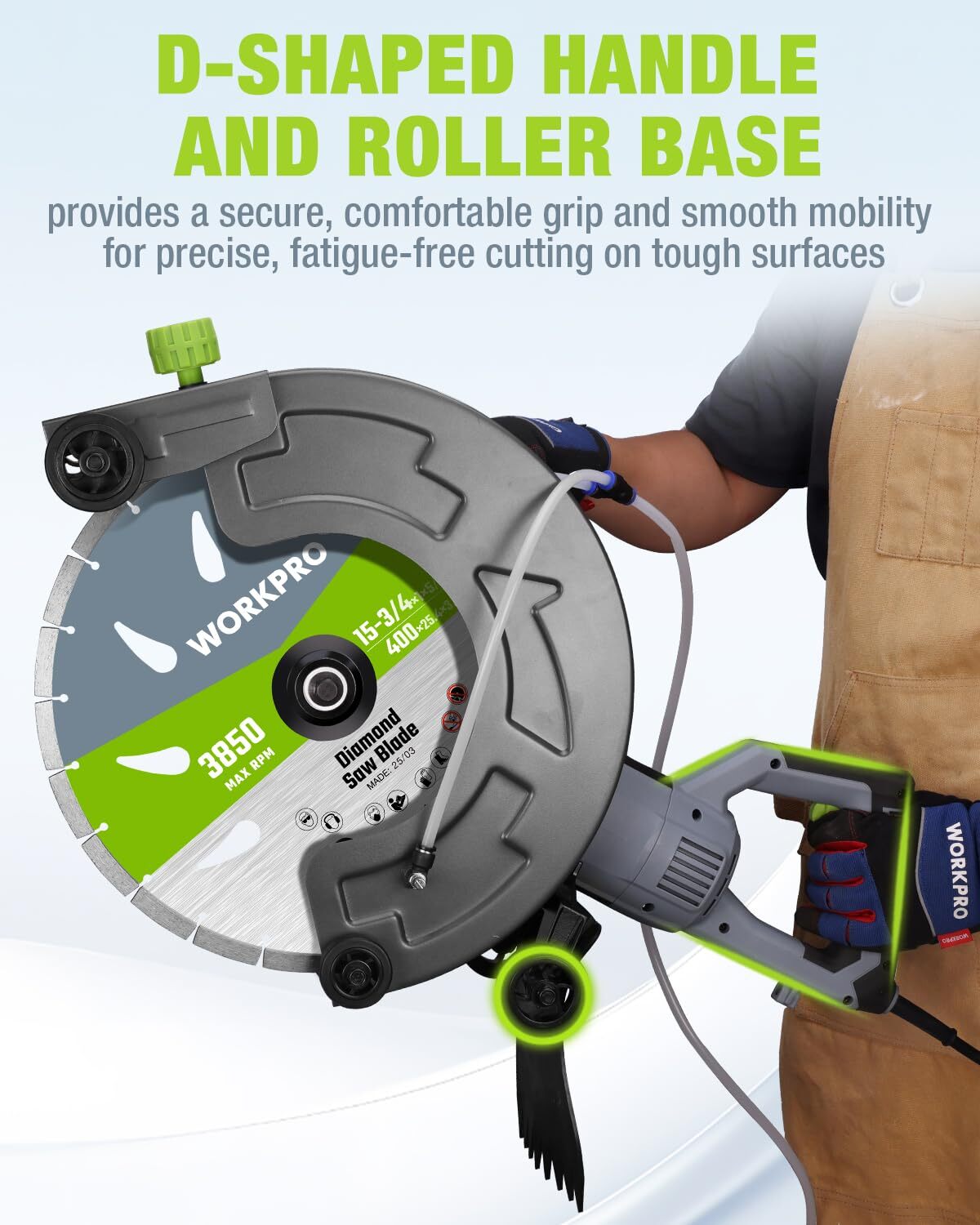 WORKPRO 16 Inch Wet Concrete Saw with Water Cutting Attachment for House 1600W