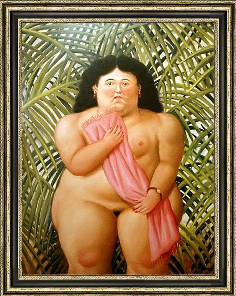 Hand Painted Oil Painting art Fat woman Nude Fernando Botero Style On Canvas 36\