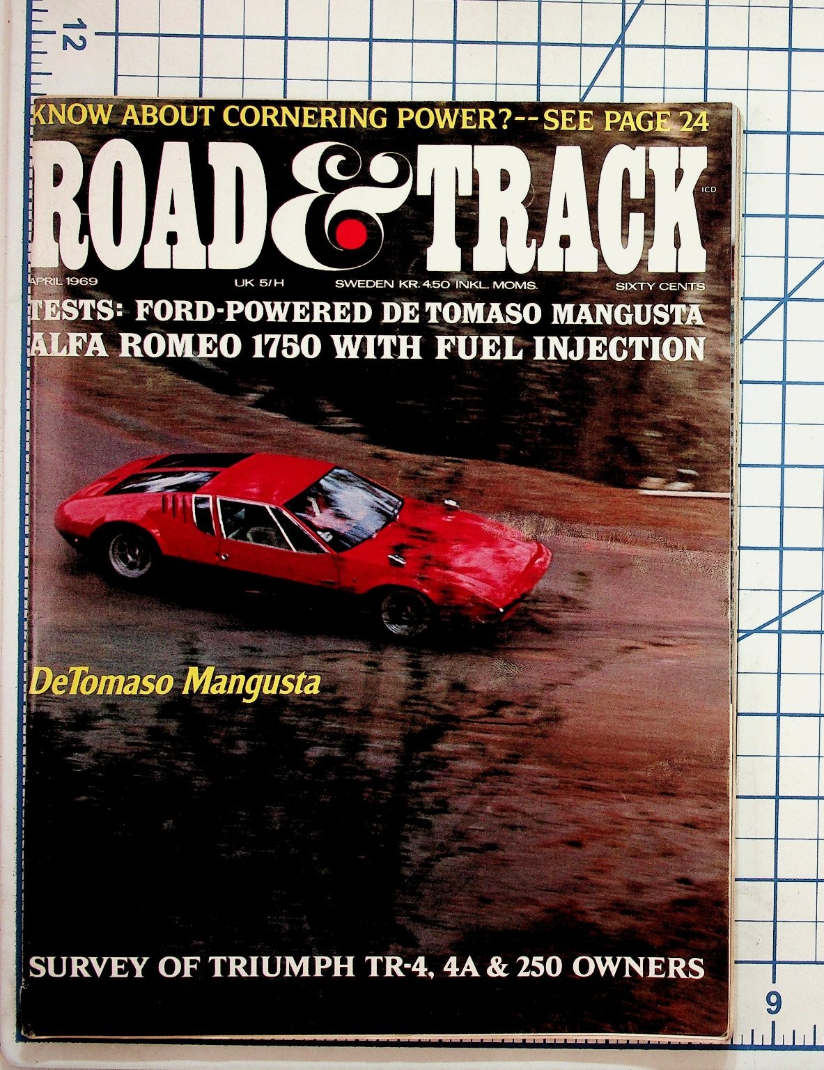 ROAD & TRACK April 1969 DeTomaso Mangusta Magazine Automotive Car Test