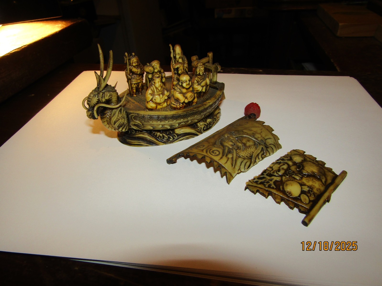 Vintage Japanese Asian Celluloid Miniature Figures Dragon Sailing Ship 30s 40’s Vintage Japanese Asian Celluloid Miniature Figures Dragon Sailing Ship 30s 40’s