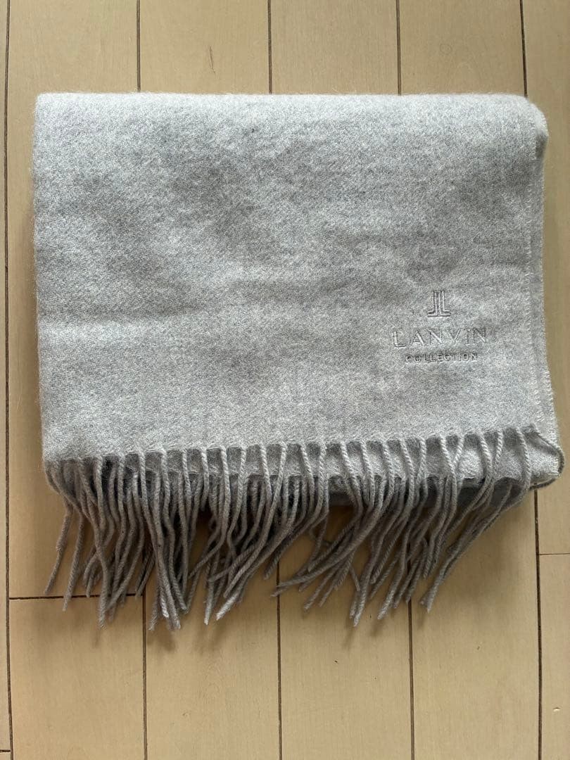 LANVIN COLLECTION Muffler Gray Large Cashmere 100