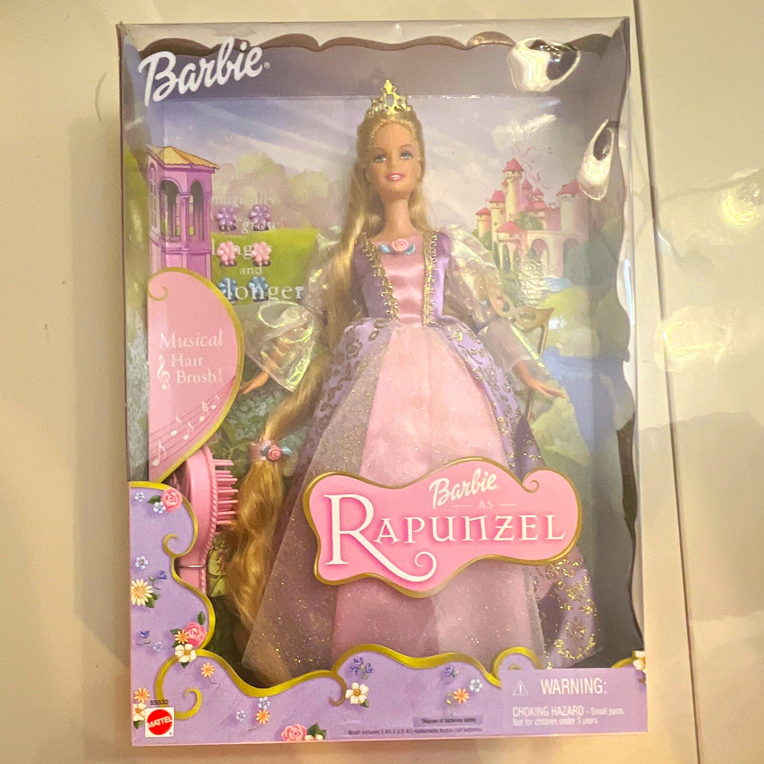 Mattel Barbie as Rapunzel 12in Fashion Doll w/ Musical Hair Brush Unopened