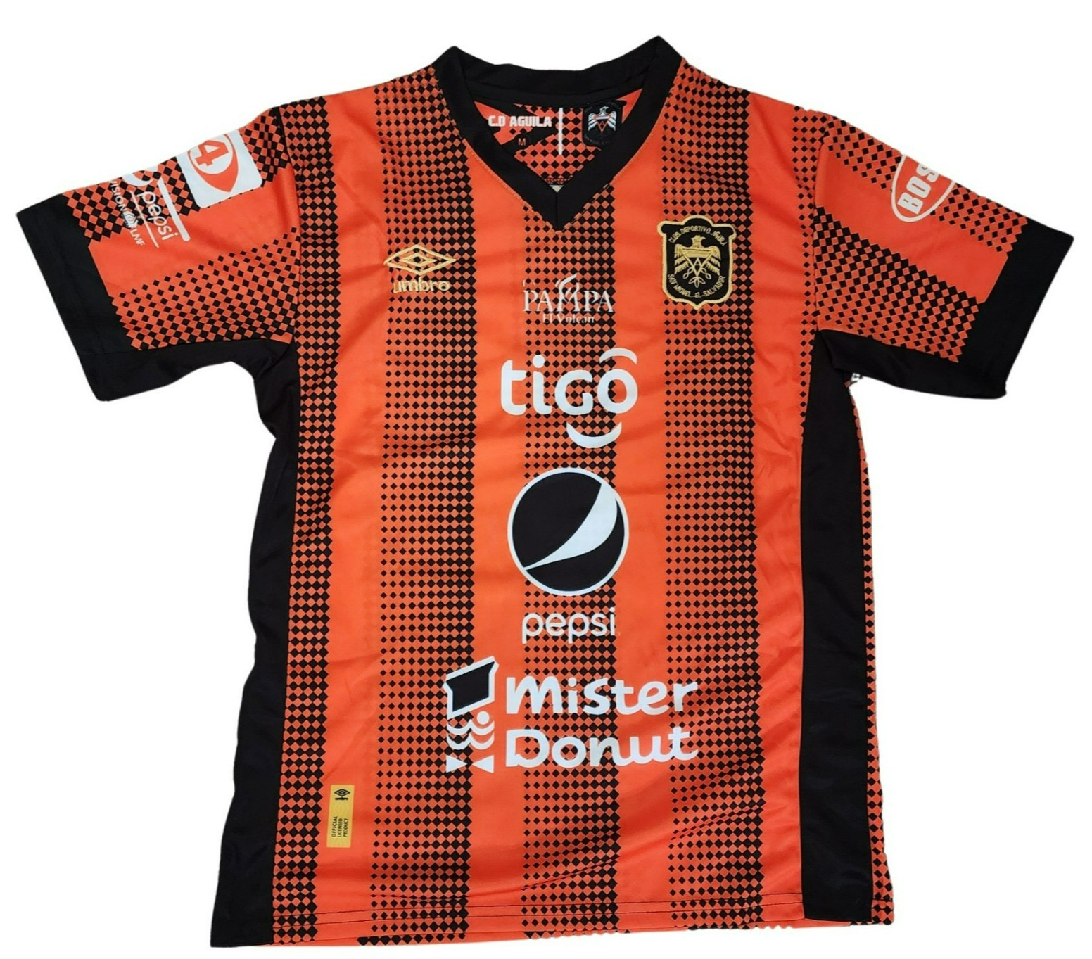 Camisa de Aguila Rayada Negro - Naranja - El Salvador - San Miguel