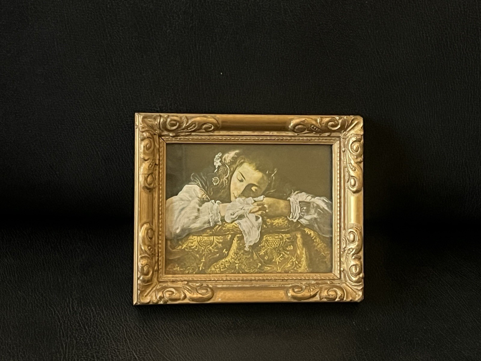 Vintage Domenico Fetti Miniature Framed Print” Girl Sleeping” Vintage Domenico Fetti Miniature Framed Print” Girl Sleeping”