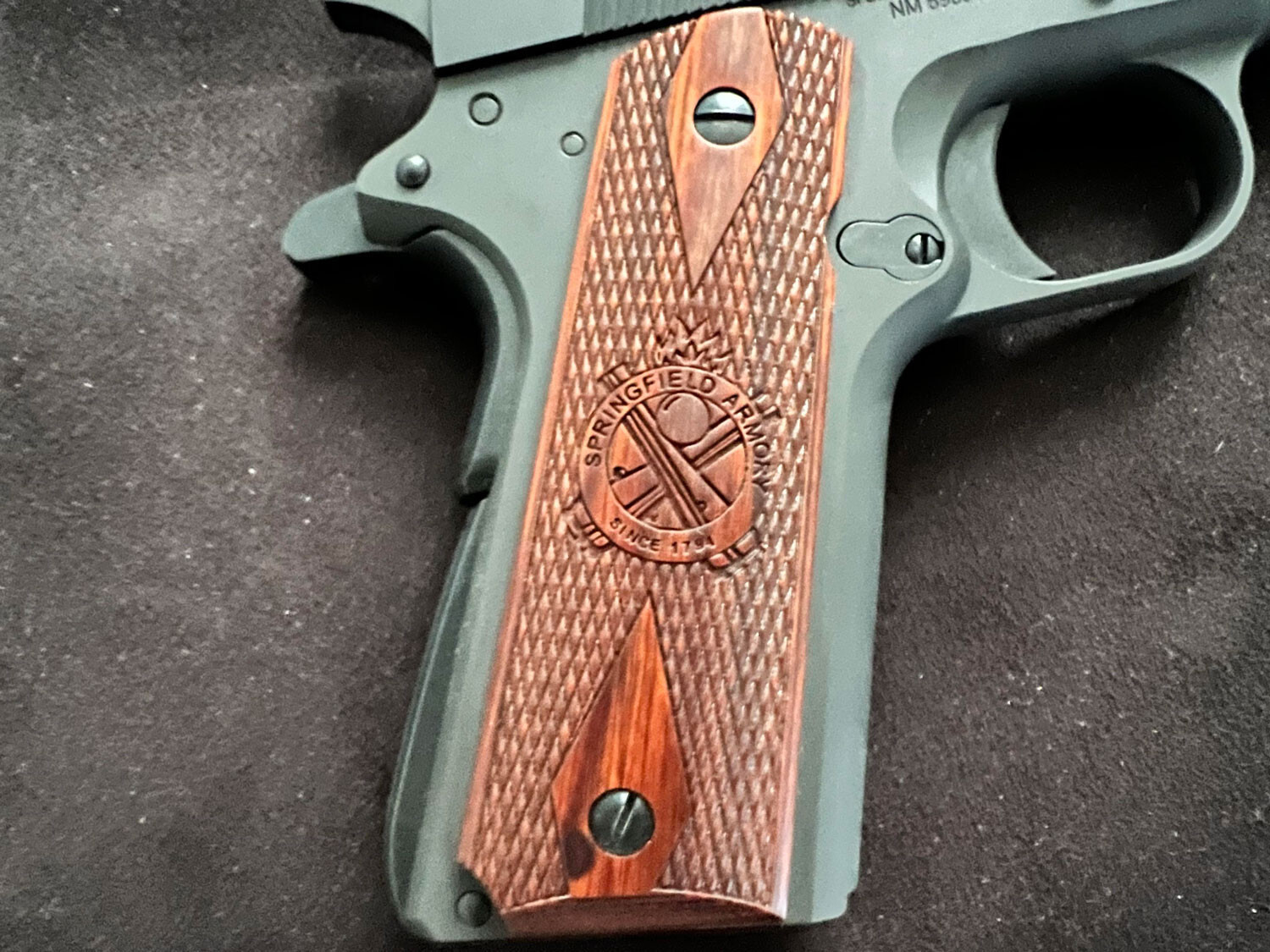 Springfield Armory Factory Original 1911 Crossed Cannon Cocobolo Grips