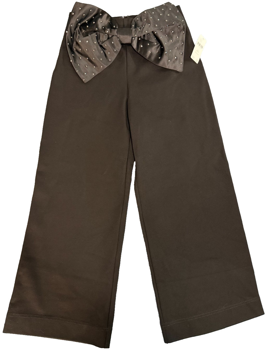 NWT 26P Anthropologie Maeve Colette Wide Leg High Rise Crop Pants Bow Black