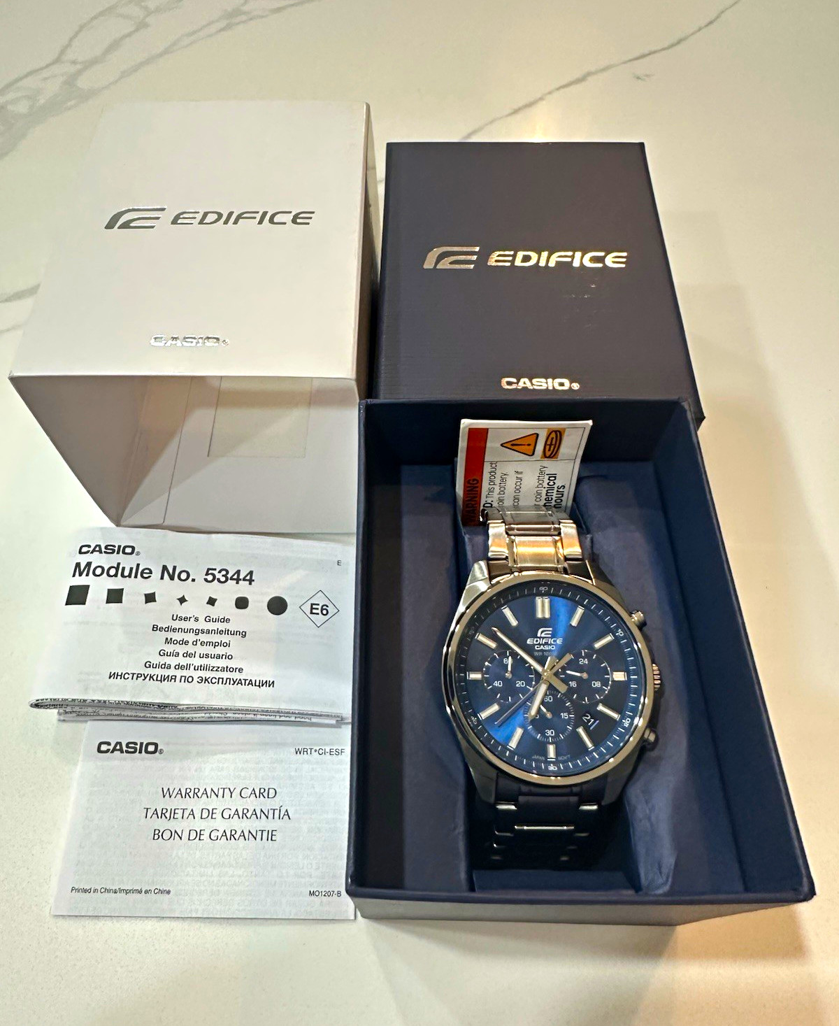 Casio Edifice Men’s Blue Dial Chronograph Quartz 43mm-EFV-650D-2AVCR