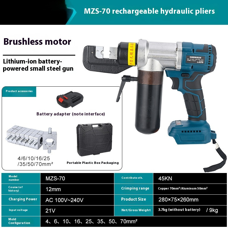 Hydraulic Pliers Copper and Aluminium Terminal Crimping Portable Rechargeable