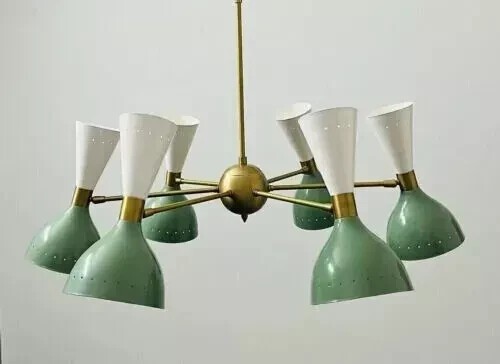 6 Arms Mid Century Stilnovo Modern Brass Sputnik Chandelier Light