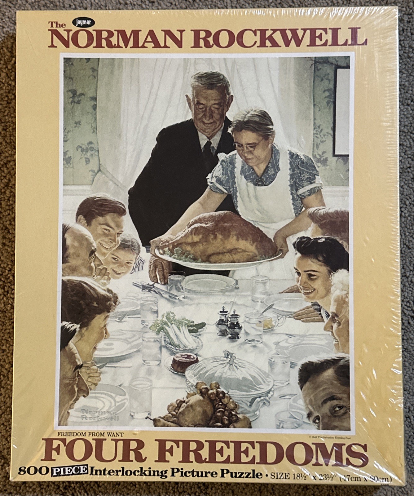 VTG Norman Rockwell Jaymar Puzzle FOUR FREEDOMS-FREEDOM FROM WANT 800 Pcs READ