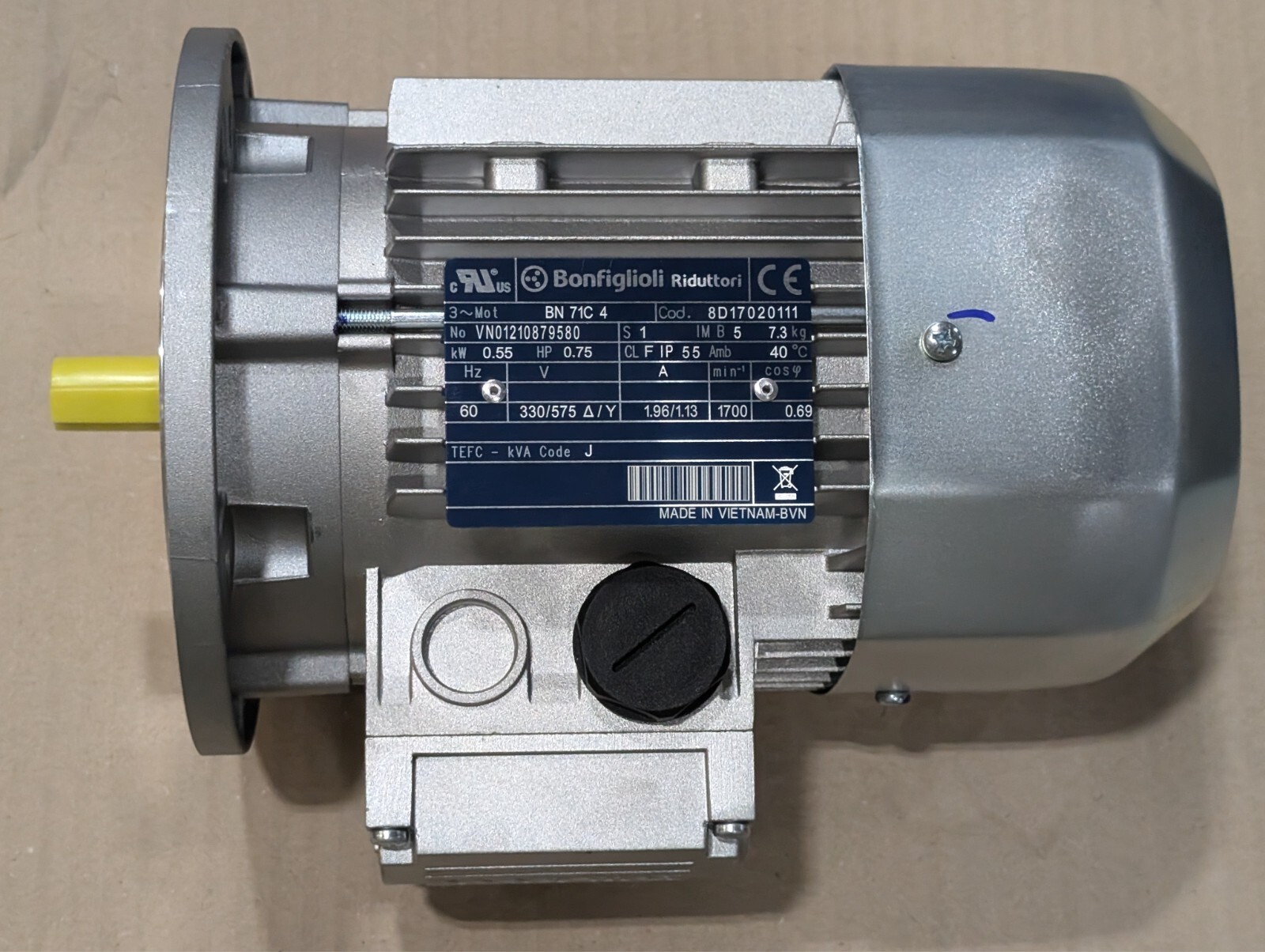 NEW BONFIGLIOLI 0.55kW 0.75hp 3 PH MOTOR Voltage 330/575V 60Hz IP55