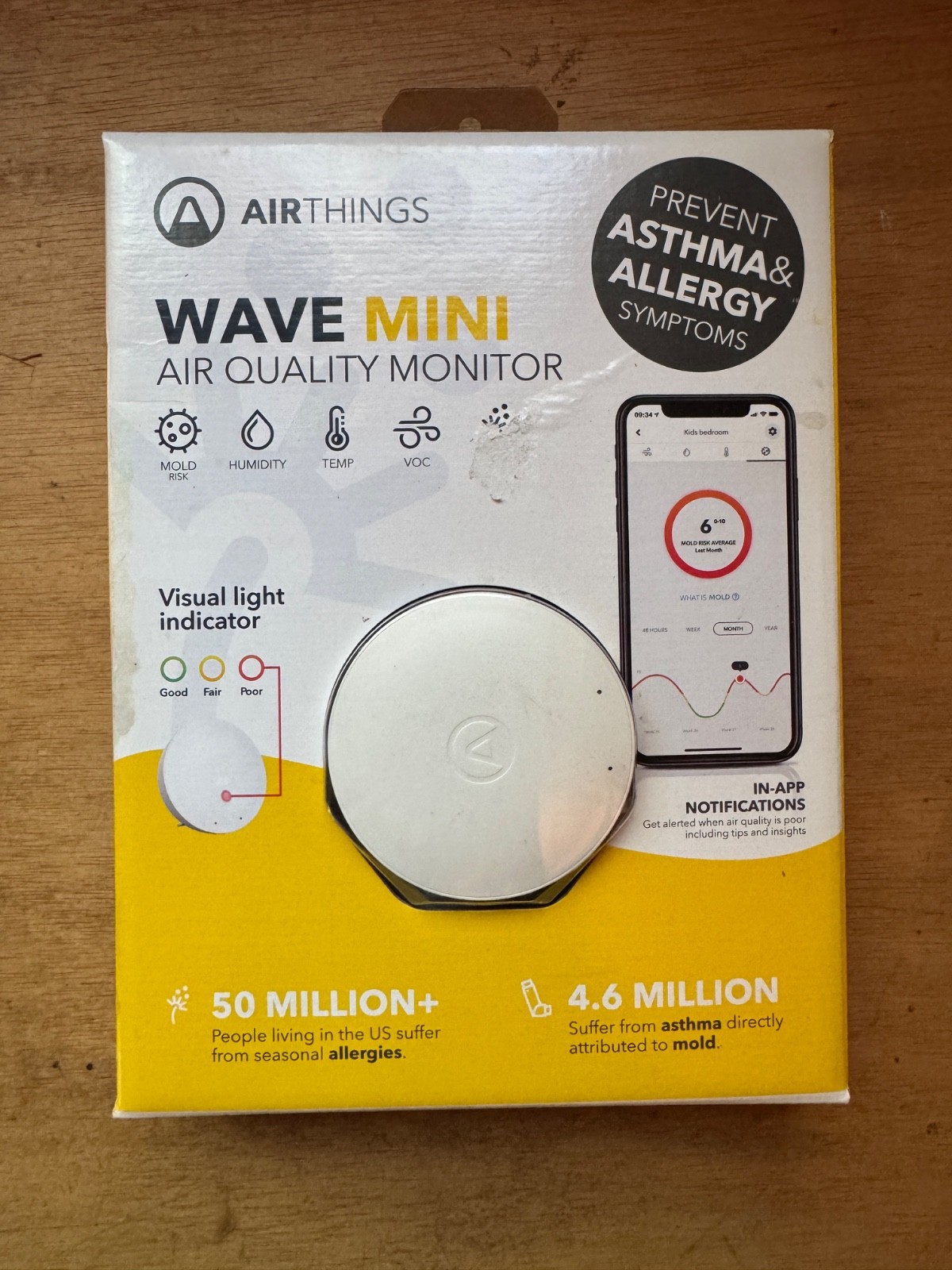 Airthings Wave Mini Smart Indoor Quality Monitor Model 2920