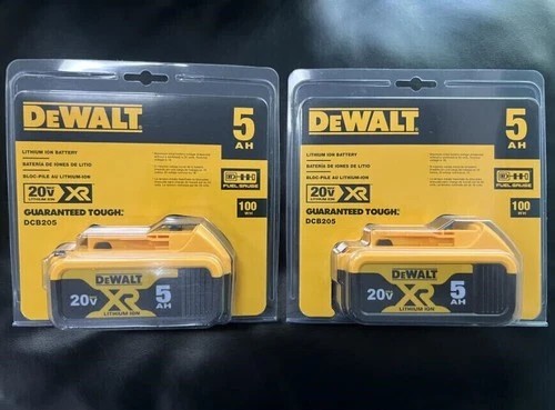 2 Pack DEWALT DCB205-2 20V Max XR 5.0Ah Lithium-Ion Batteries NEW 2 Pack DEWALT DCB205-2 20V Max XR 5.0Ah Lithium-Ion Batteries NEW