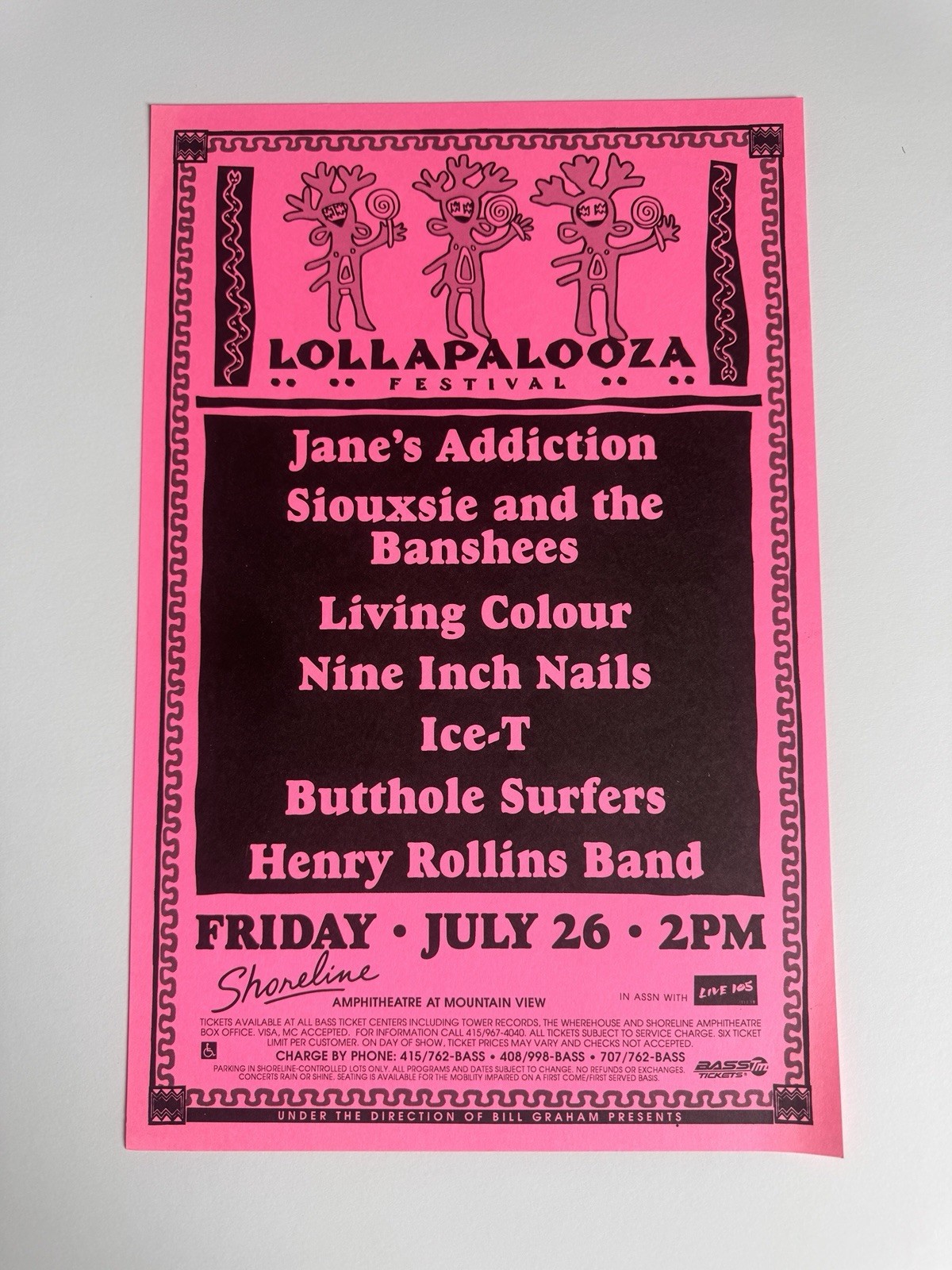 Lollapalooza Festival Concert Flyer - Jane's Addiction, Nine Inch Nails, Ice-T Lollapalooza Festival Concert Flyer - Jane's Addiction, Nine Inch Nails, Ice-T
