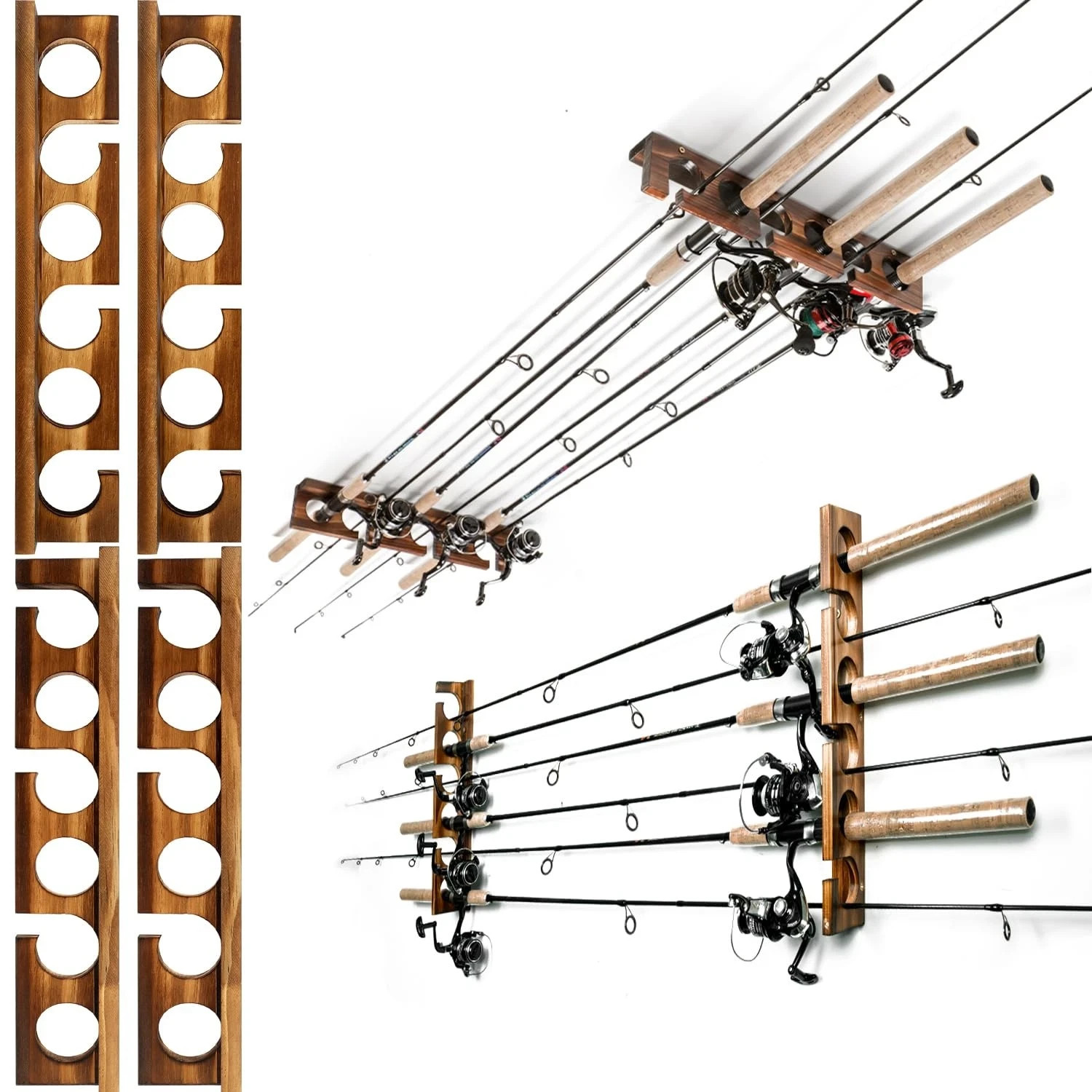 Fishing Pole Rod Holders 12 Rods Wall Or Ceiling Mounted Storage Organizer New Fishing Pole Rod Holders 12 Rods Wall Or Ceiling Mounted Storage Organizer New