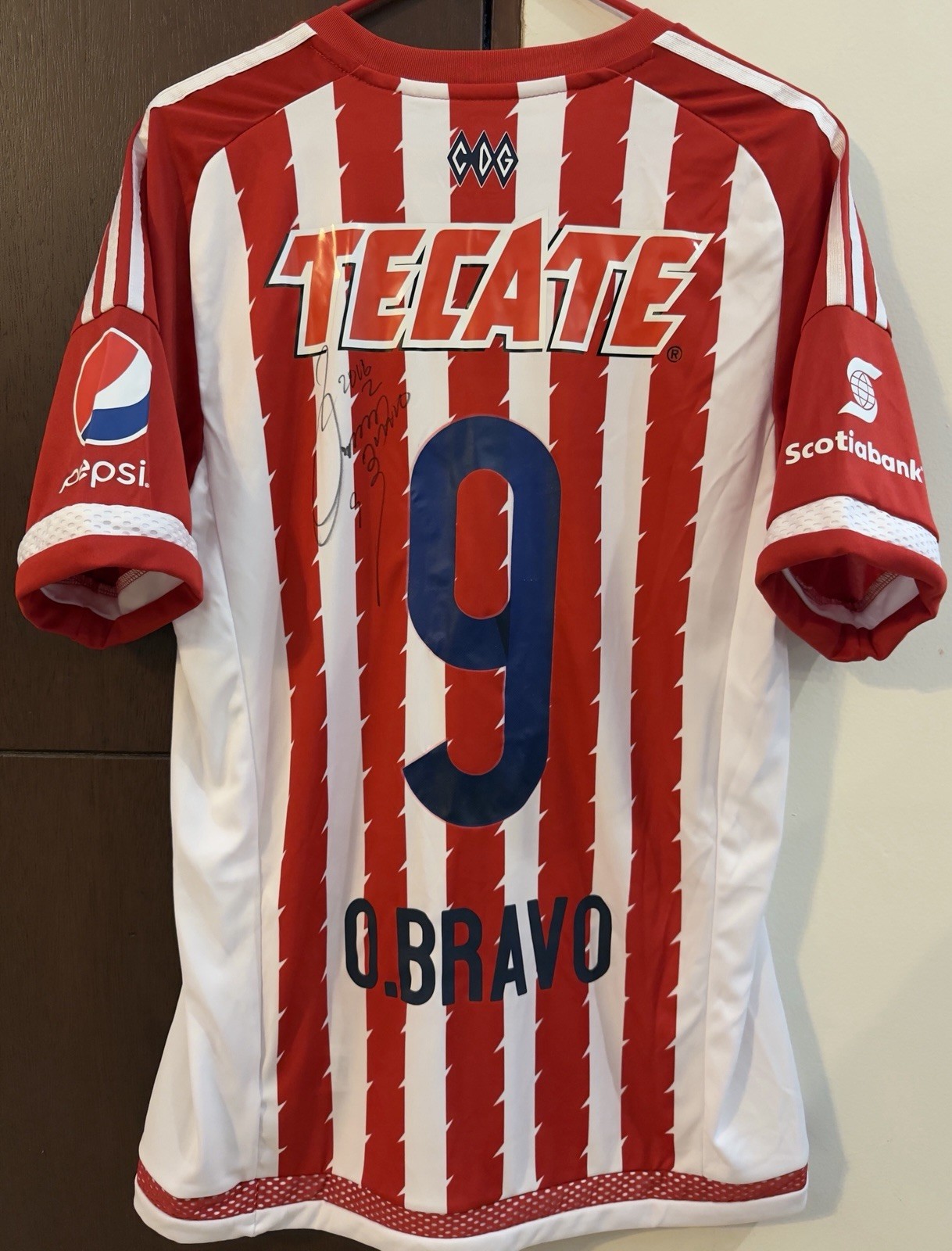 Chivas de Guadalajara Adidas Omar Bravo Authentic Jersey Signed Match Worn 100%