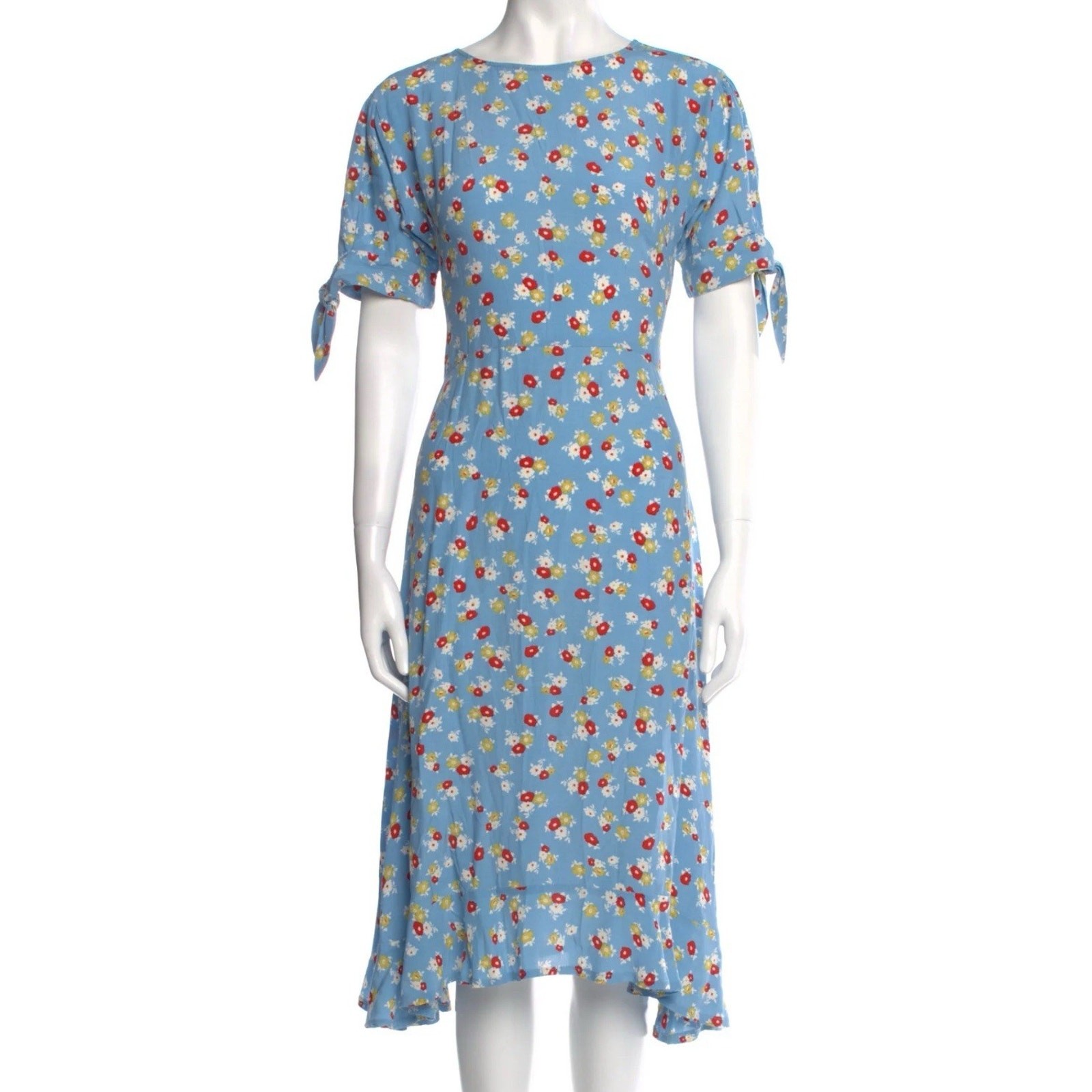 Anthropologie Faithful The Brand SZ 2 Erin Ditzy Print Midi Dress Blue Cottage Anthropologie Faithful The Brand SZ 2 Erin Ditzy Print Midi Dress Blue Cottage