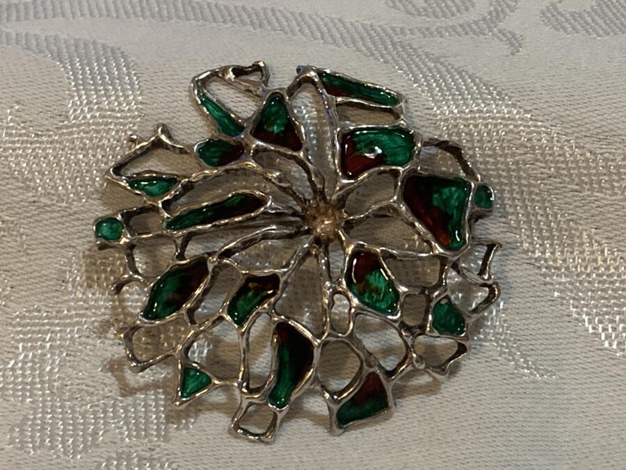 David Andersen Karl Jorgen Otteren Norway Sterling Silver Enamel Brooch Pendant