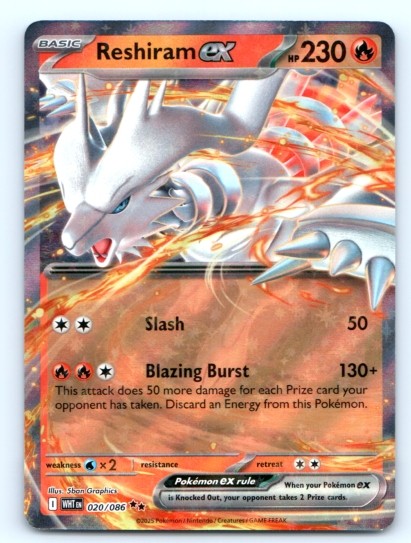 TCG ~ Reshiram ex 020/086 ~ English Near Mint