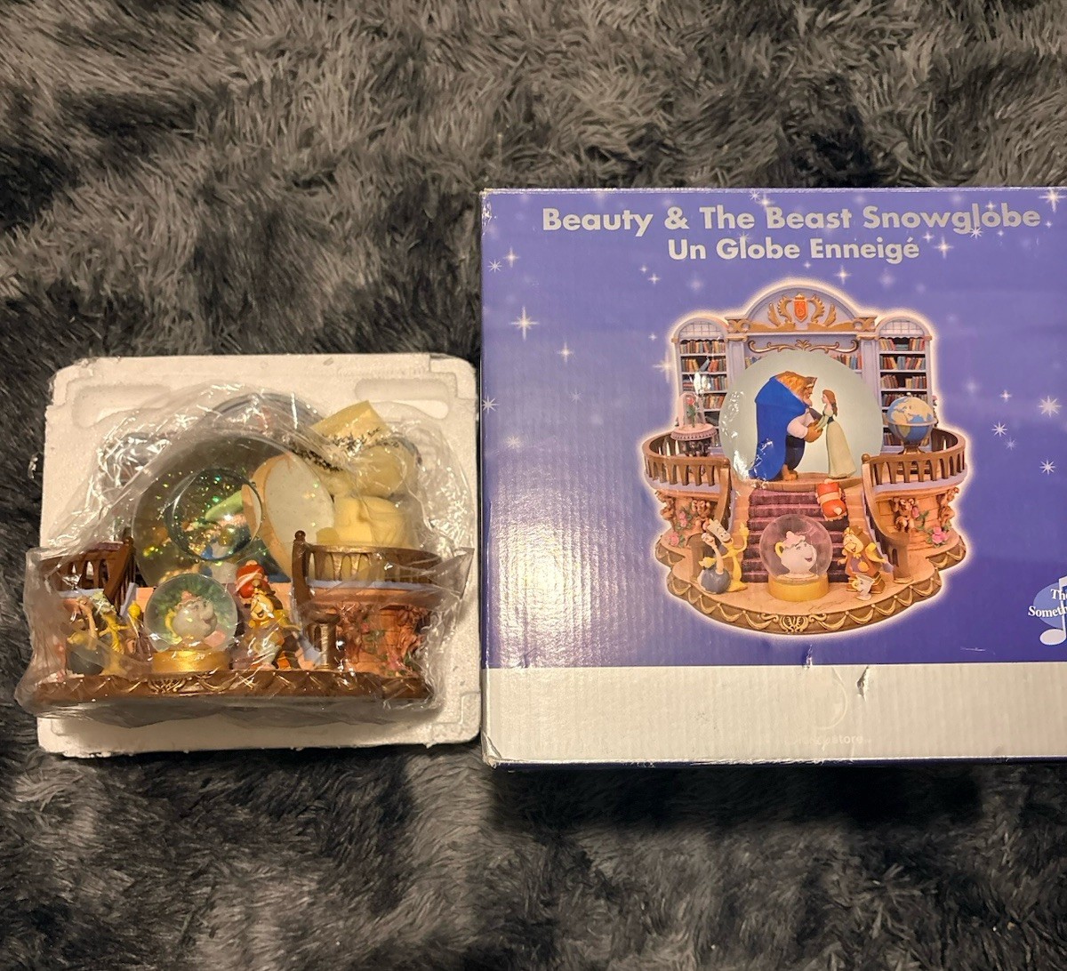 RARE VTG Disney Beauty & the Beast Library Double Snow Globe Music Box 90's RARE VTG Disney Beauty & the Beast Library Double Snow Globe Music Box 90's