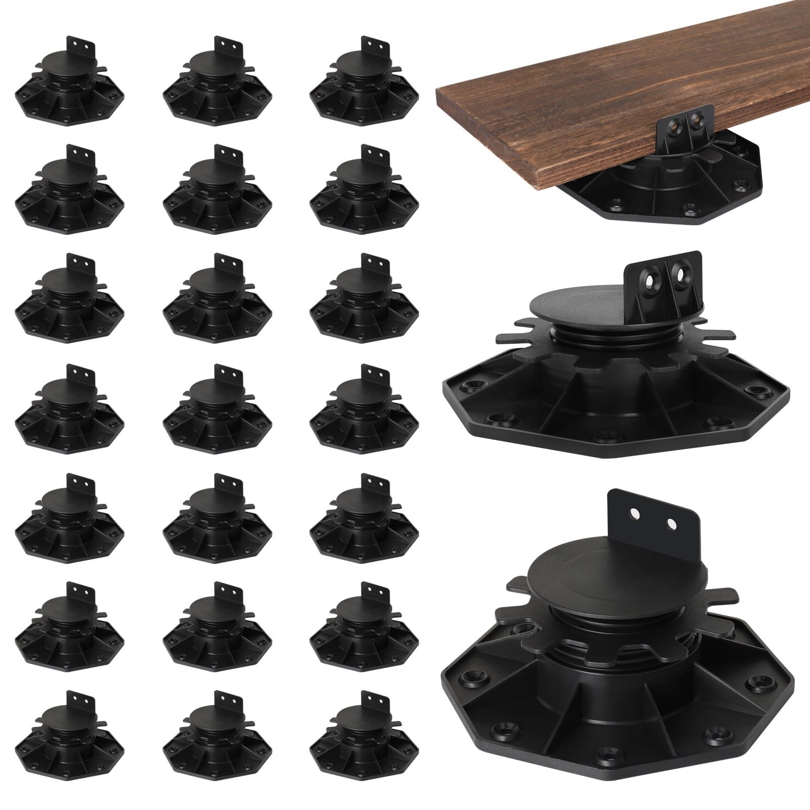 24 Pack Adjustable Deck Support Pedestals, Shed Foundation Base Deck Blocks Floo