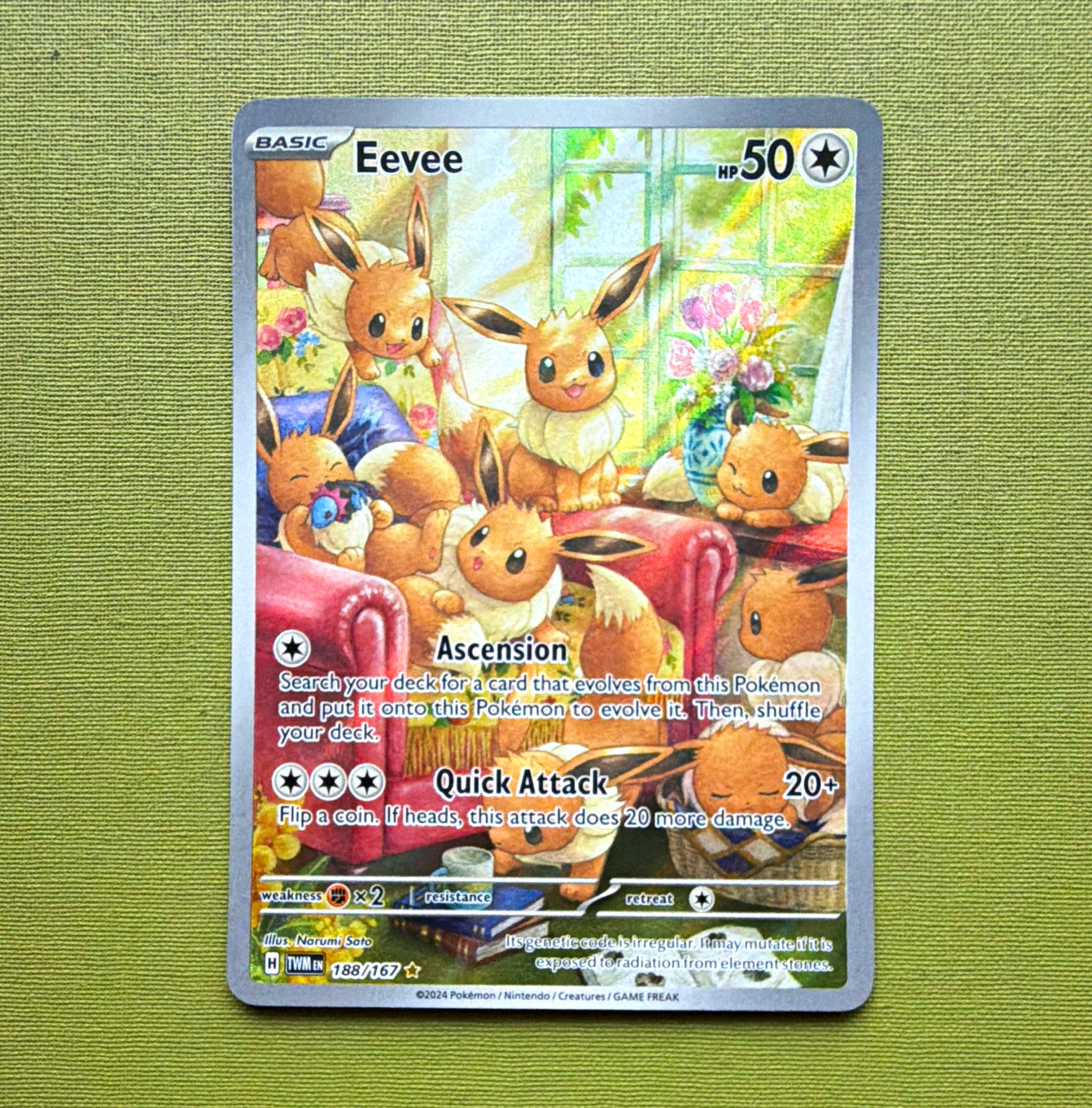 Pokemon TCG Eevee 188/167 Sv06 Twilight Masquerade IR Full Art Holo ENG 2024