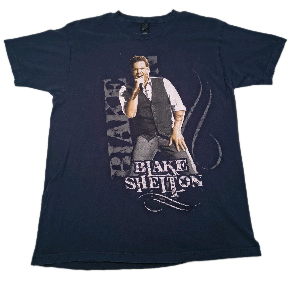 Blake Shelton 2014 Ten Times Crazier Tour T-Shirt Men\'s L Navy Double Sided