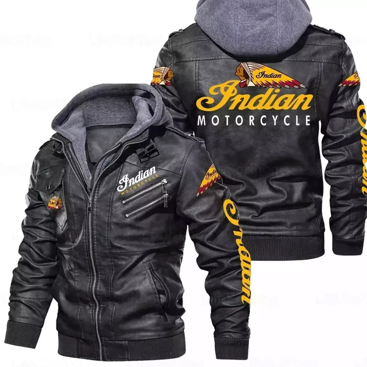 Men’s Indian Biker Motorcycle Riding  Genuine Cowhide Leather  black Jacket
