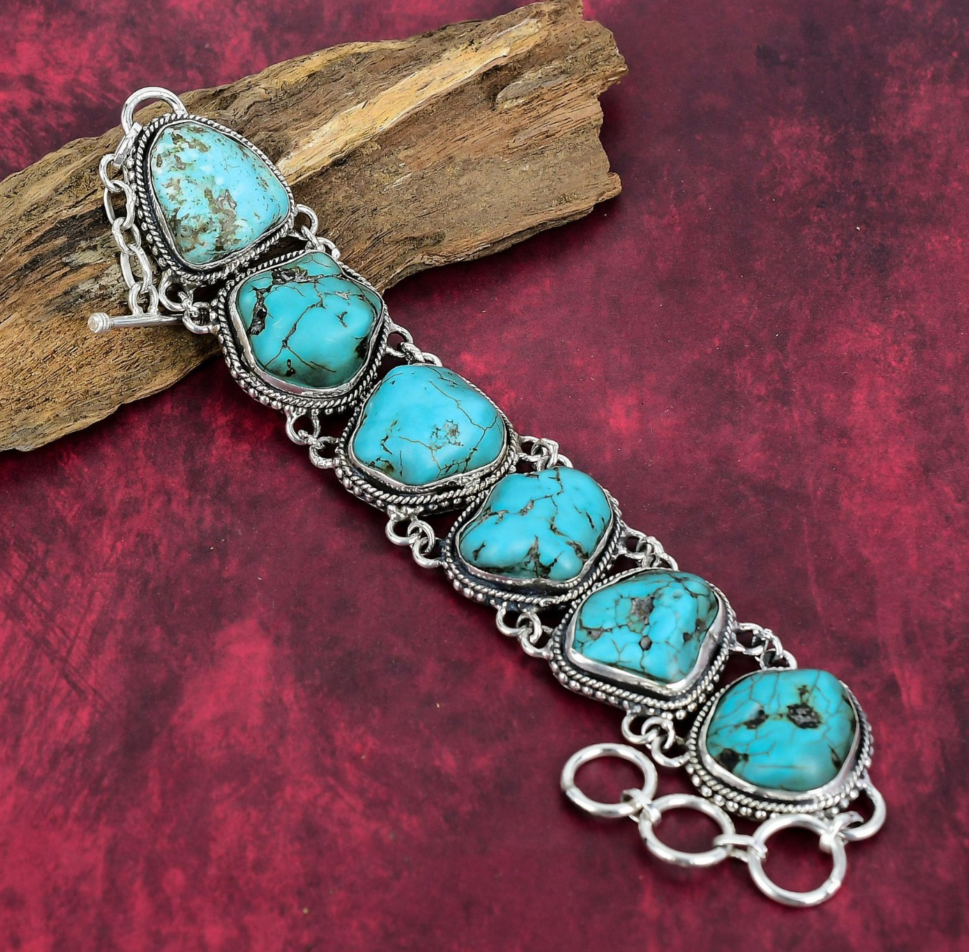 Turquoise Tumble Handmade 925 Sterling Silver Jewelry Bracelet Valentine Gift