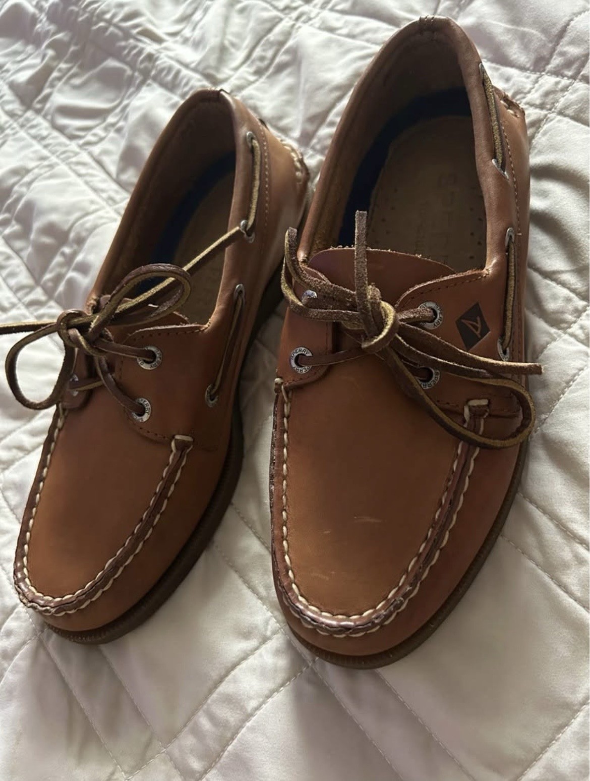 Sperry Men\'s Brown Leather Lace-Up Boat Shoes Size 6.5