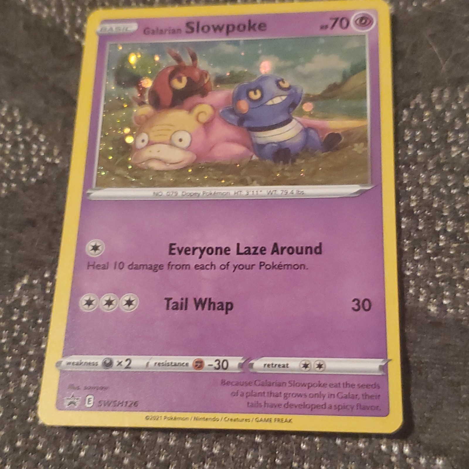 2021 POKEMON SWSH BLACK STAR PROMO #126 GALARIAN SLOWPOKE-HOLO Psa 10 Contender 2021 POKEMON SWSH BLACK STAR PROMO #126 GALARIAN SLOWPOKE-HOLO Psa 10 Contender