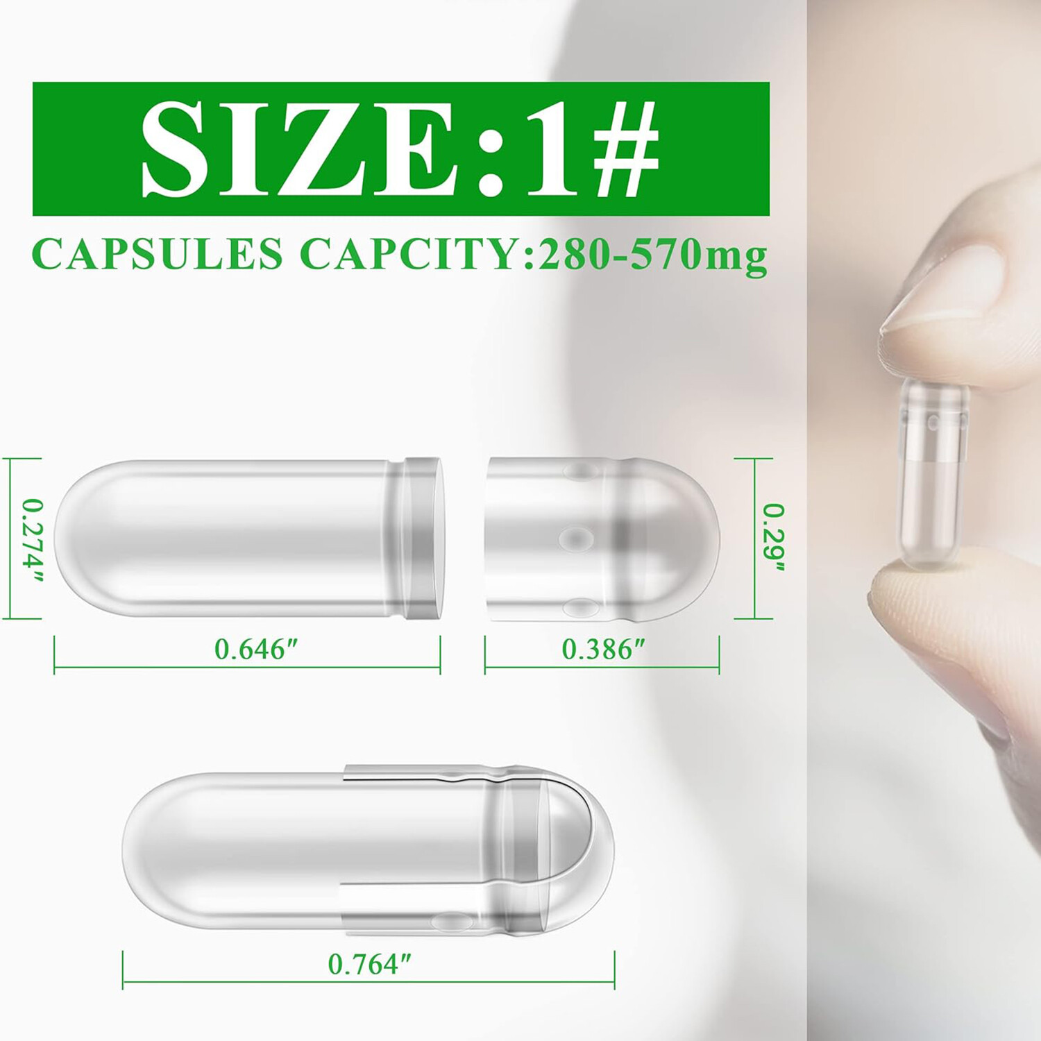 Size 00 0 1 2 3 5 Empty Gelatin Capsules Kosher Halal 1K Separated/Joined Clear