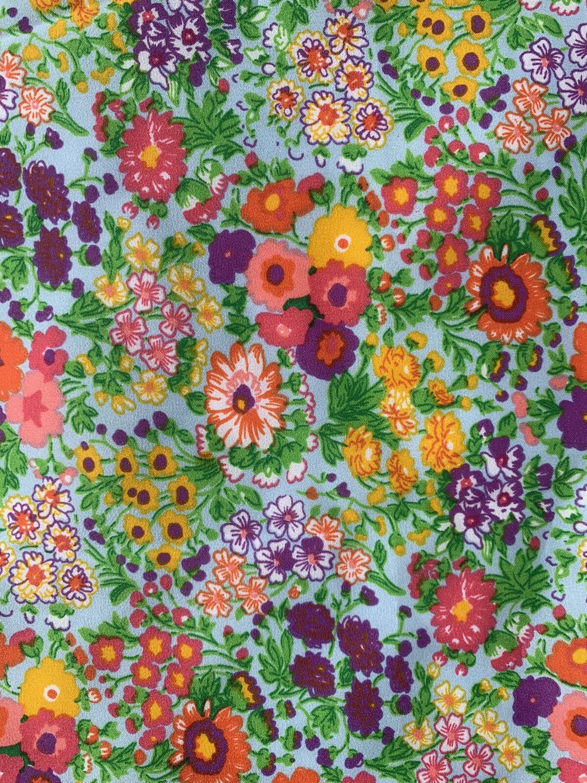 Vintge 70s Spring Wildflowers Polyester Fabric 45x40” Vintge 70s Spring Wildflowers Polyester Fabric 45x40”