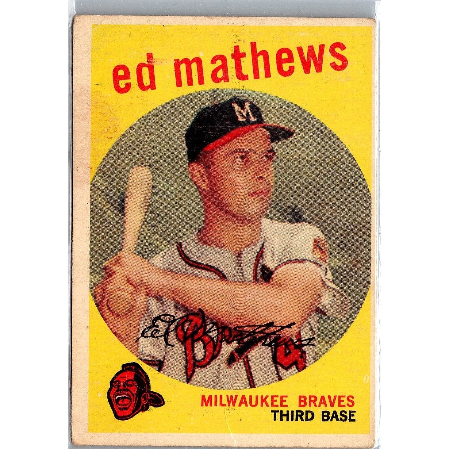 1959 Topps Ed Mathews 450 Milwaukee Braves Baseball Card Hall of Fame HOF Card