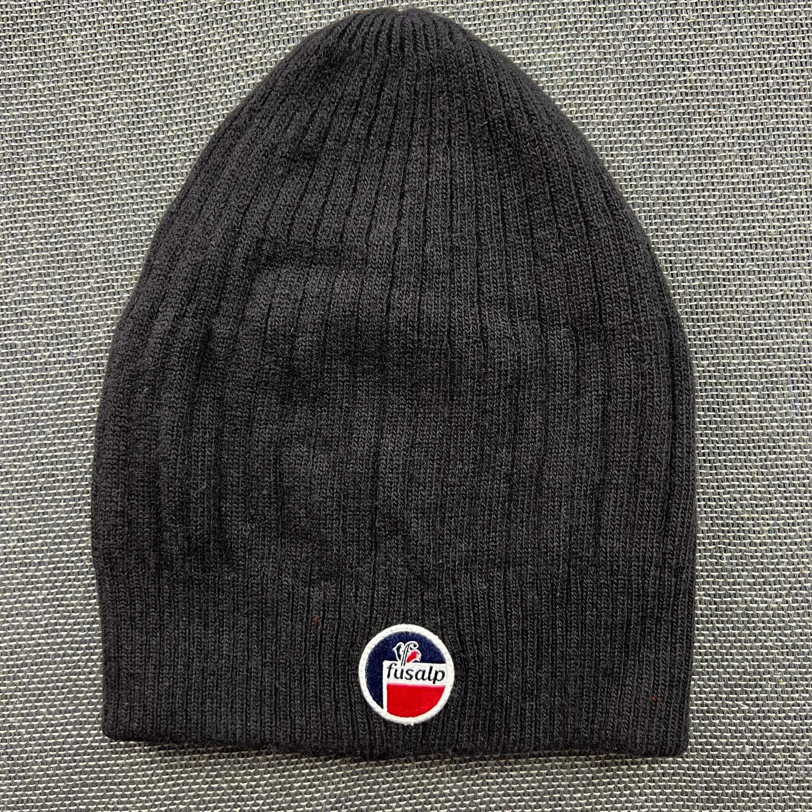 FUSALP Beanie Hat One Size Wool Cashmere Black Knit