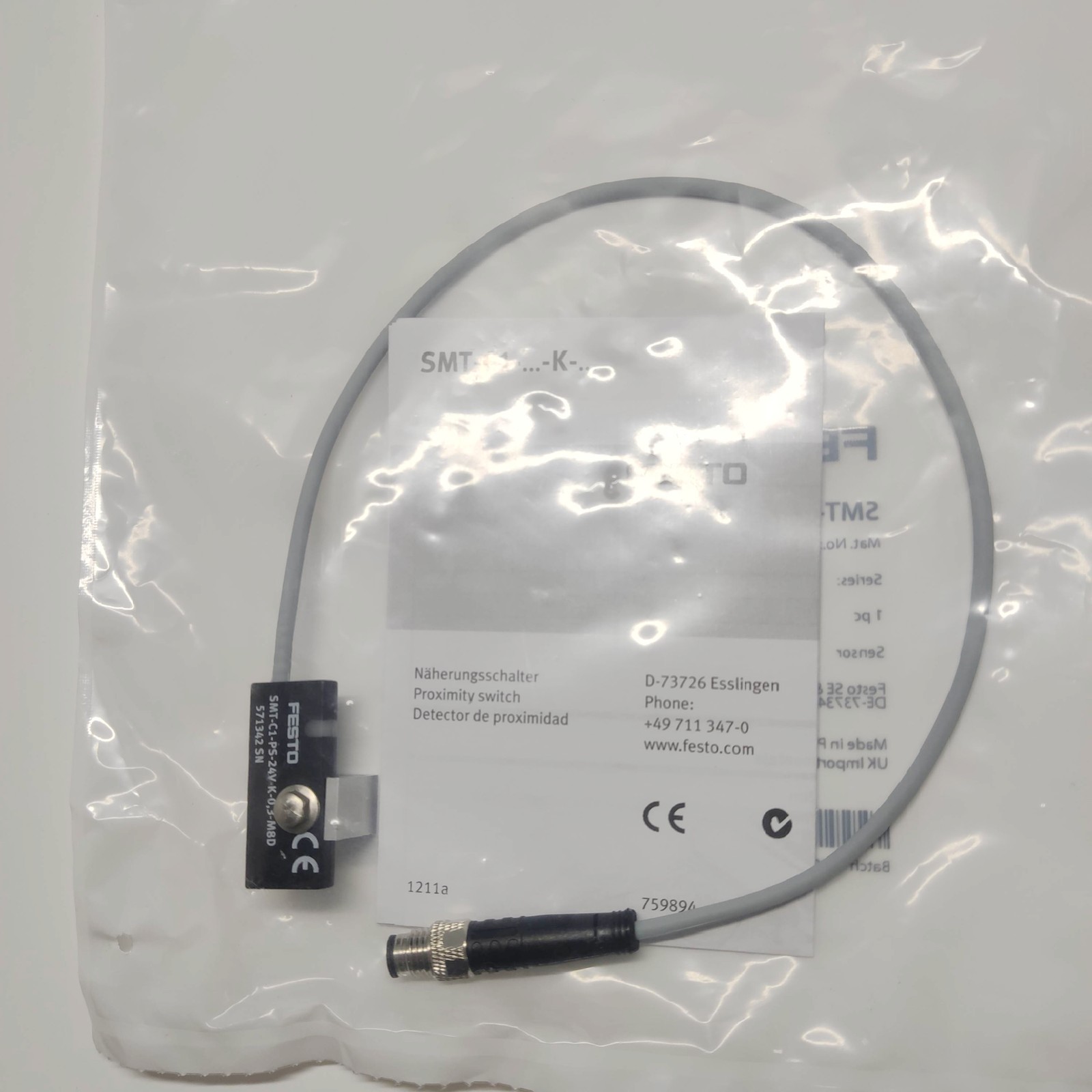Qty:1pc Proximity Switch SMT-C1-PS-24V-K-0,3-M8D 571342 Qty:1pc Proximity Switch SMT-C1-PS-24V-K-0,3-M8D 571342