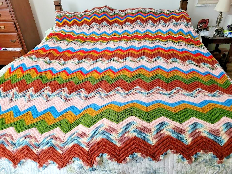 Hand Made Vintage Afghan Over 50 Years Old, Never Used Stored in Ceder Chest Hand Made Vintage Afghan Over 50 Years Old, Never Used Stored in Ceder Chest