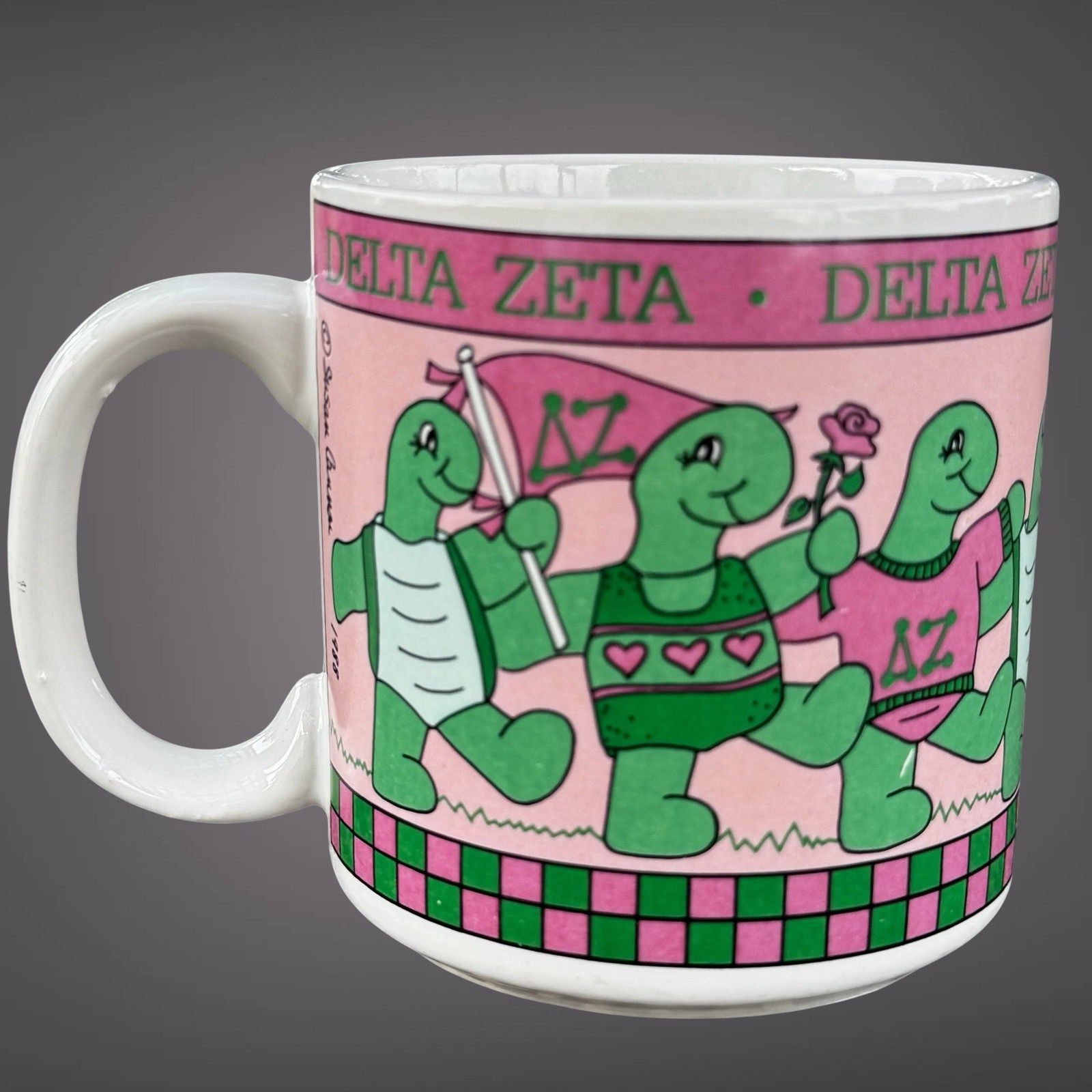 VTG  Delta Zeta Sorority Coffee Mug Cup 1988 Turtles Sorority Gift 1980’s Vibes