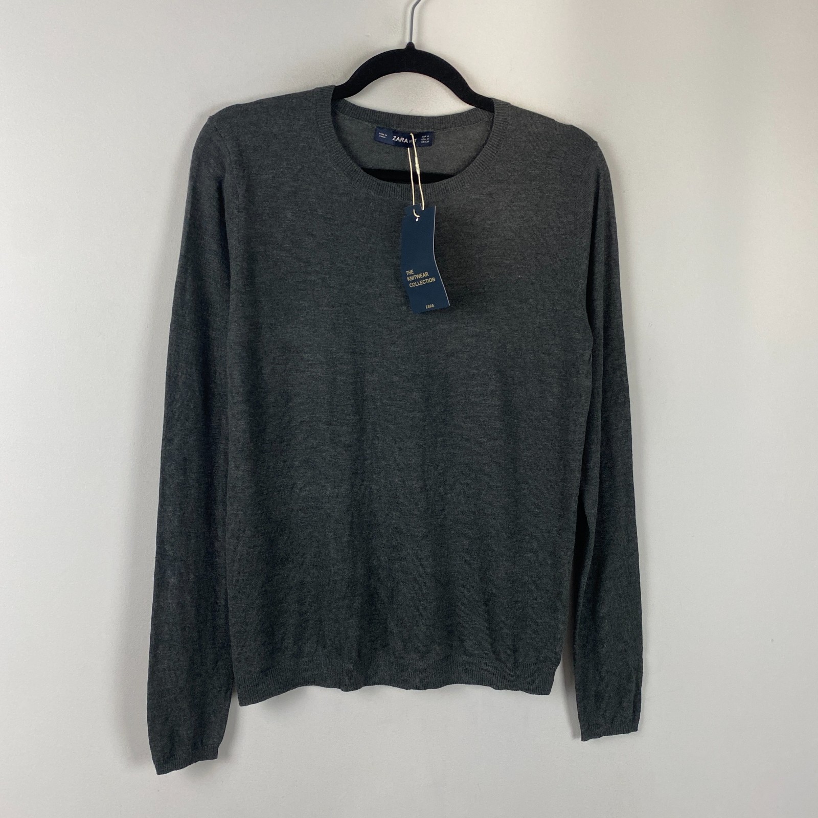 Zara Knitwear Lightweight Sweater Womens Medium Gray Crew Neck Pullover