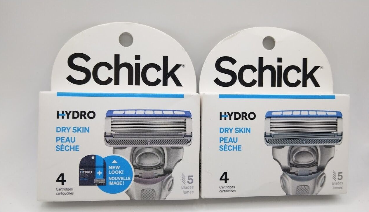 2 Pack Schick Hydro Dry Skin 4 Cartridges 5 Blades NEW IN BOX