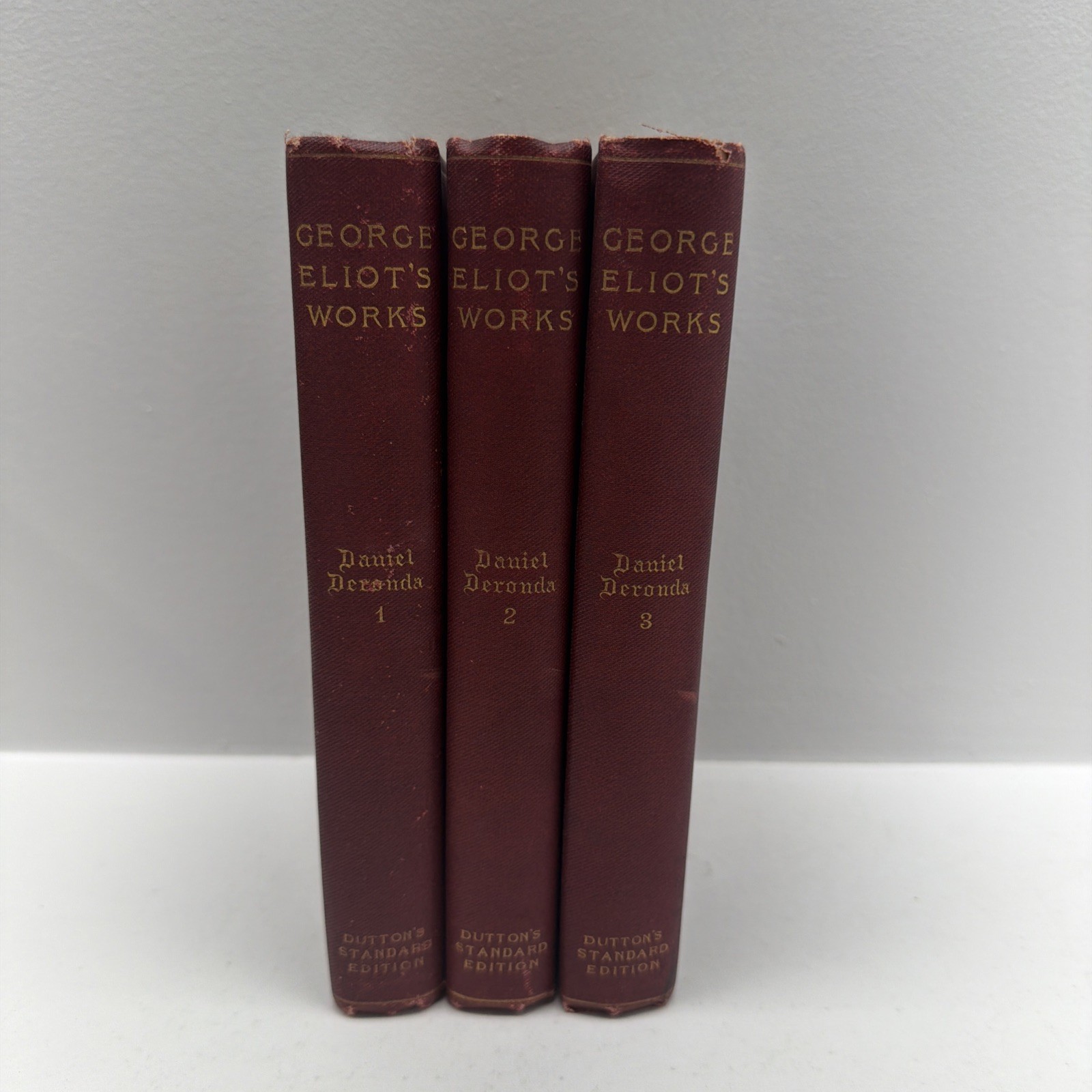 Antique George Eliot’s Works 3 Vol Set Daniel Deronda Dutton\'s Standard Ed Antique George Eliot’s Works 3 Vol Set Daniel Deronda Dutton\'s Standard Ed