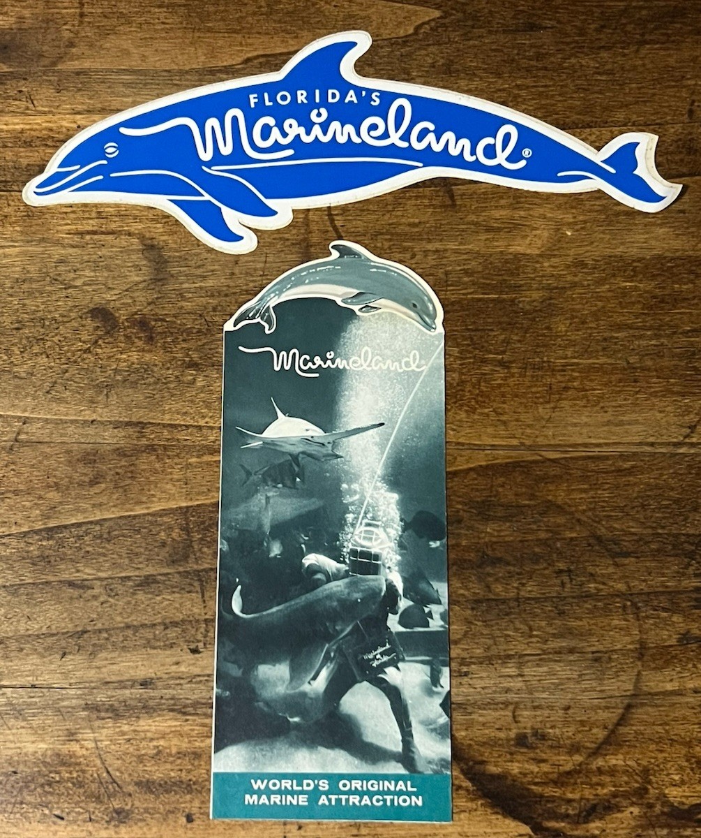 Vintage Marineland of Florida Souvenir Dolphin Sticker & Brochure *Read Notes* Vintage Marineland of Florida Souvenir Dolphin Sticker & Brochure *Read Notes*