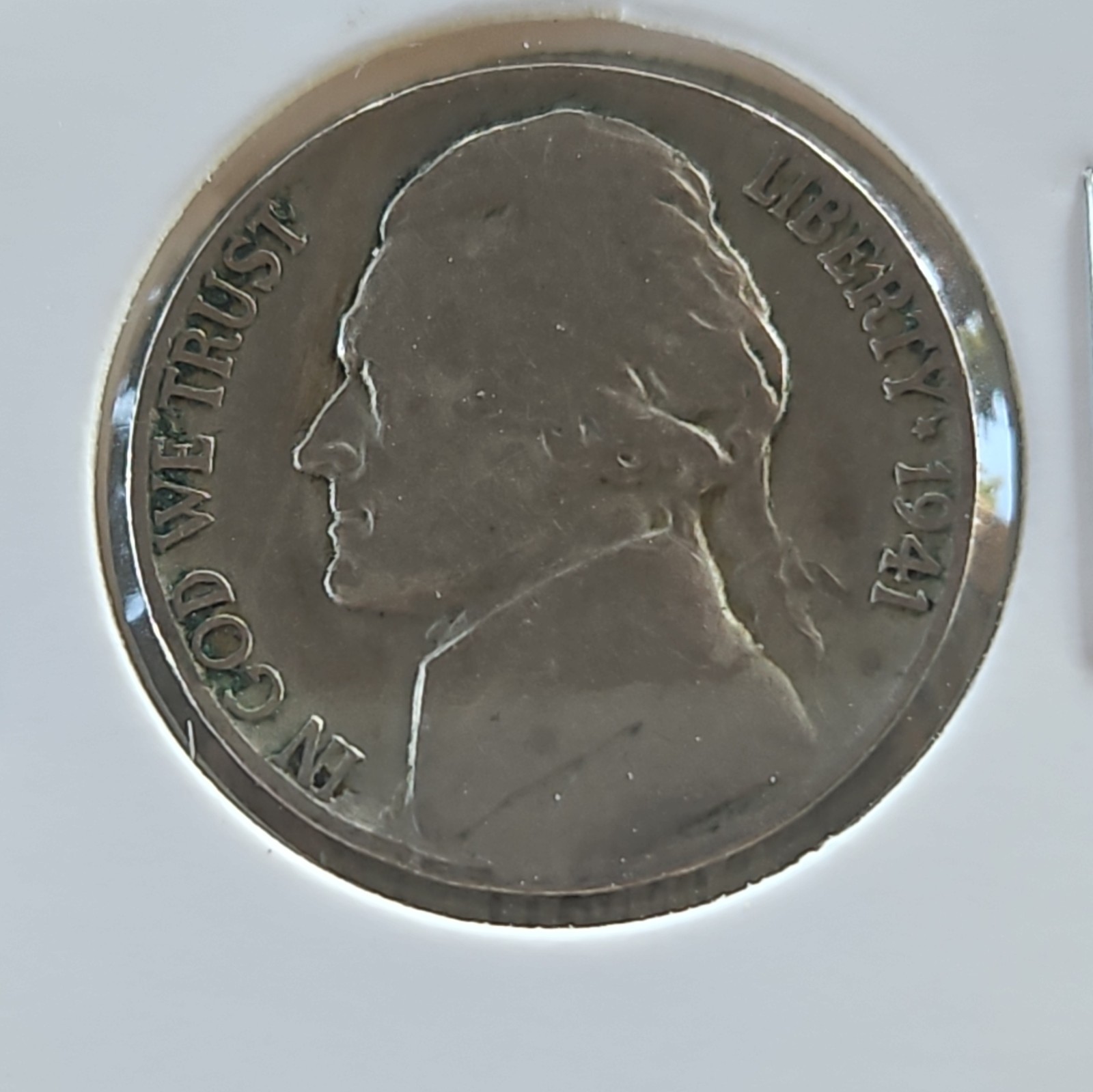 1941 P Jefferson Nickel 5C Business Strike Large 1941 P Variety KM#192 DIE CRACK