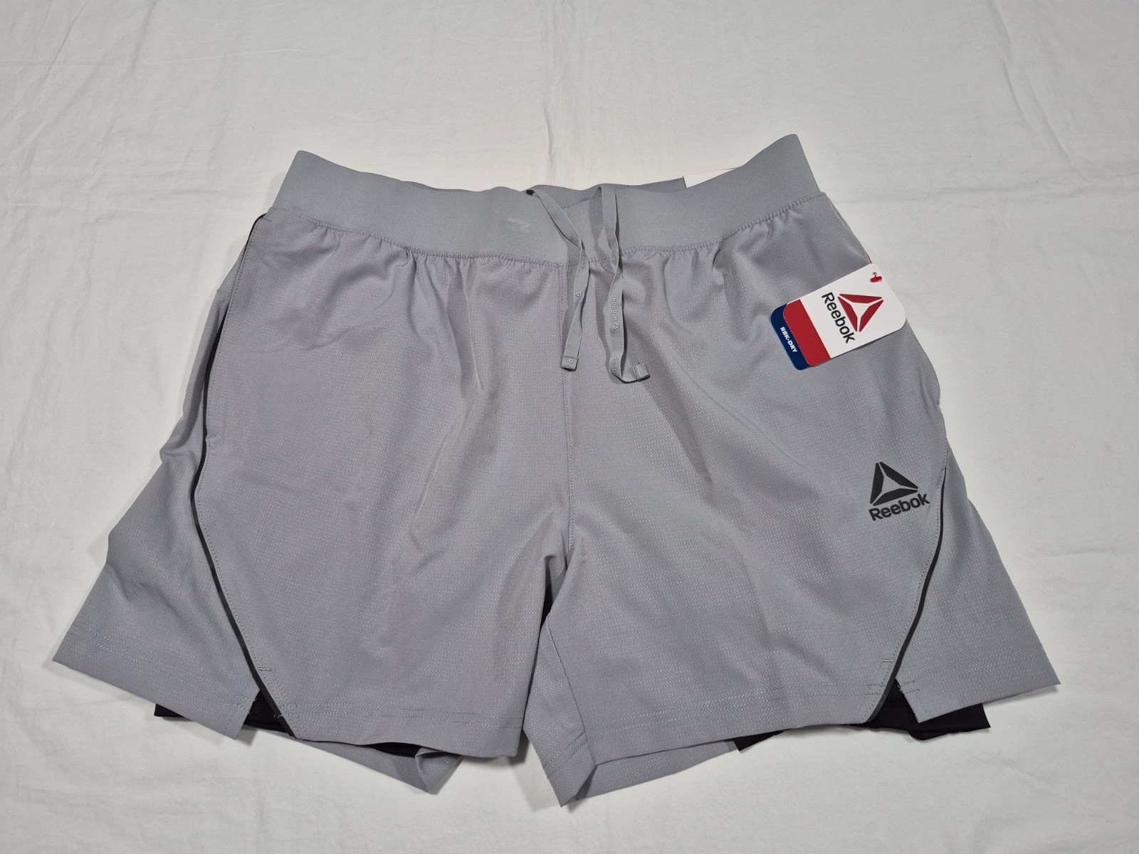Reebok Men\'s 2-IN-1 Woven Sports Training Short , Reflective RBK DRY Pockets