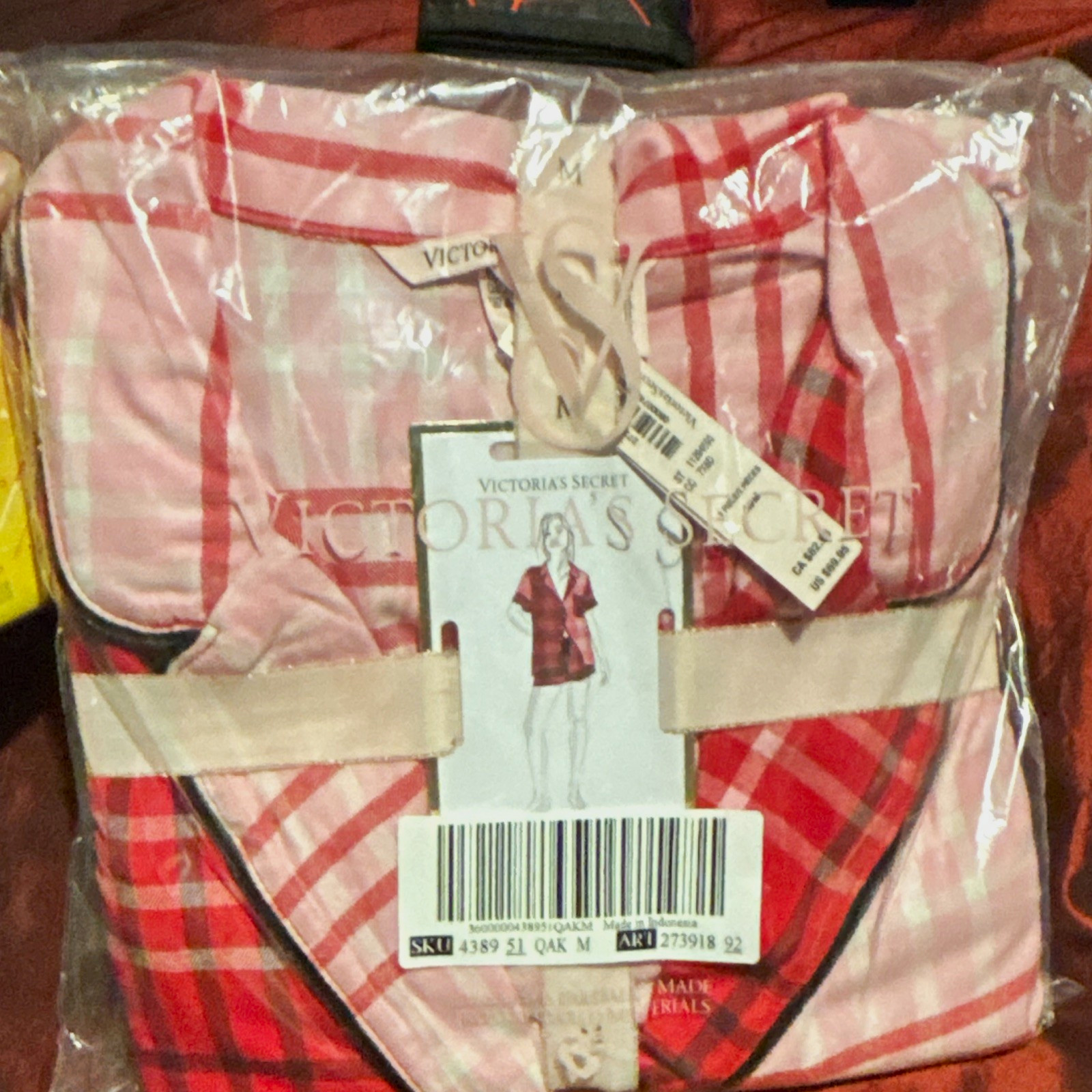 Victoria\'s Secret Women\'s Flannel Cotton Plaid Pajama Set Pink/Red M brand new