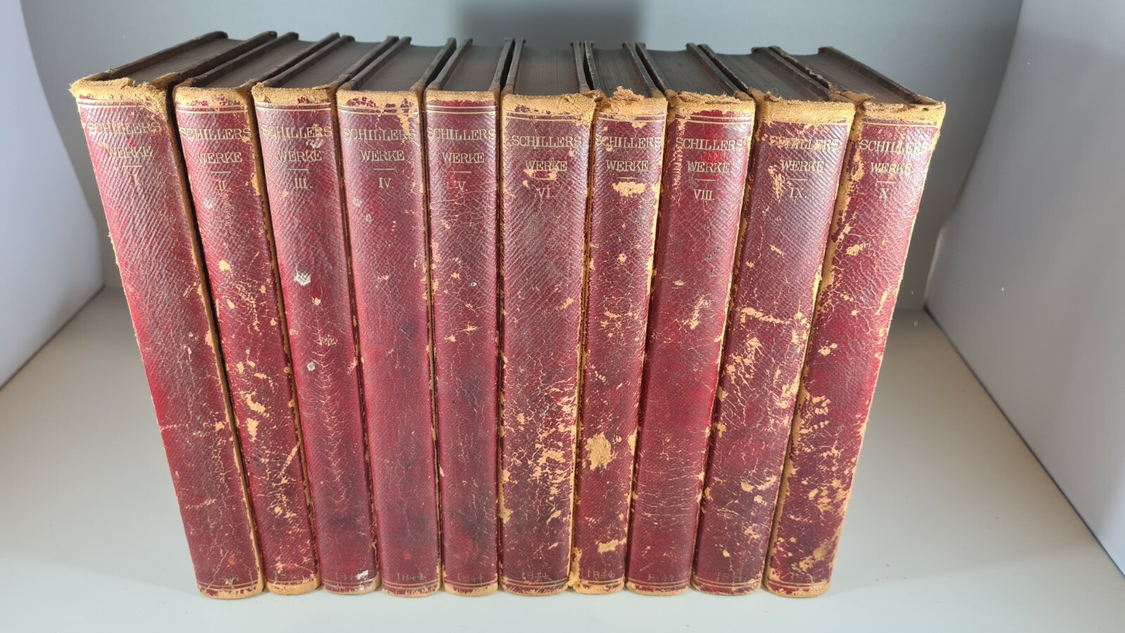 1844 Schiller's Works Leather Spines - Great Condition - Very Rare - German 1844 Schiller's Works Leather Spines - Great Condition - Very Rare - German