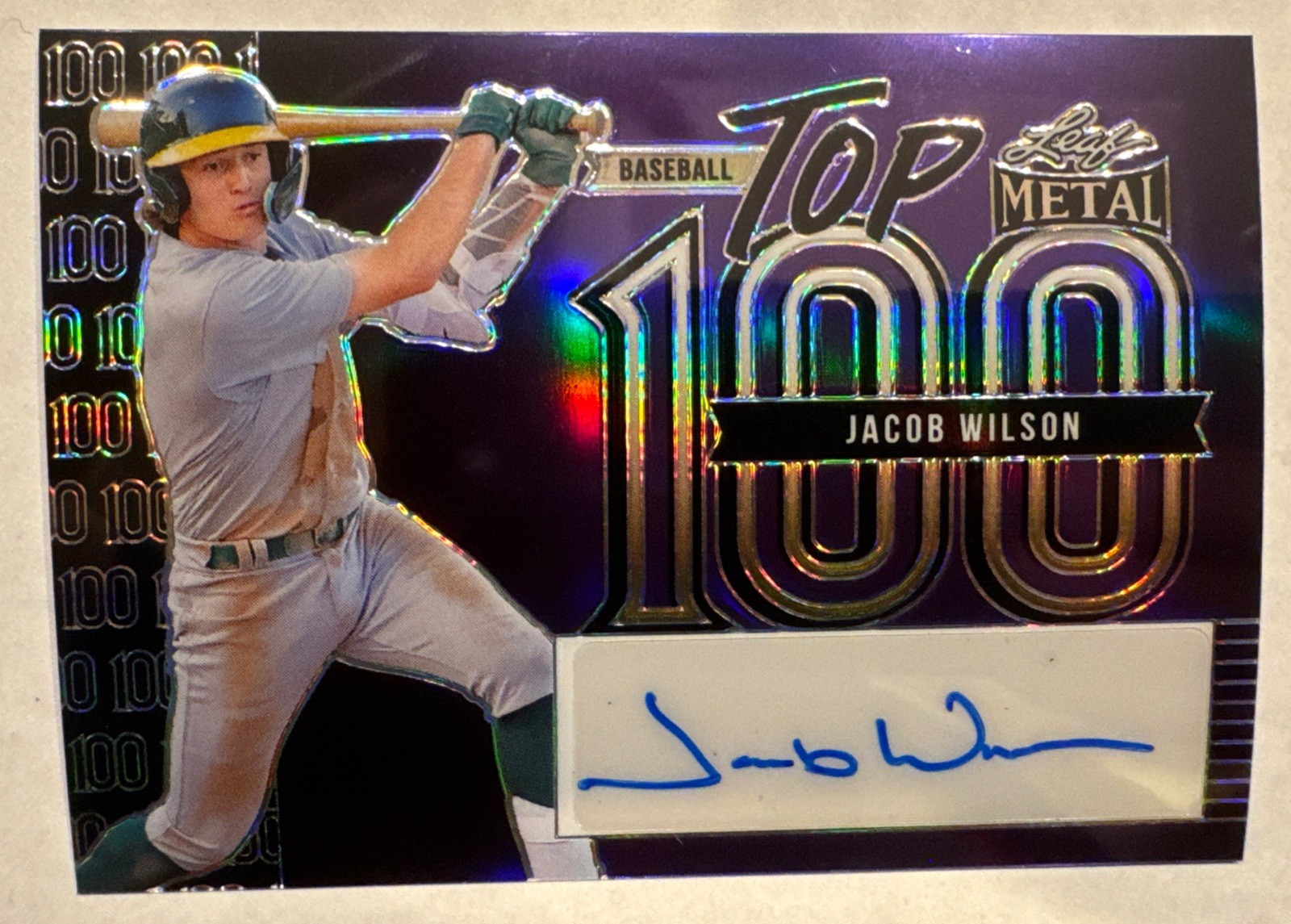 2023 Leaf Metal - Top 100 Jacob Wilson Pre-Production One of One 1/1 (AU, RC) 2023 Leaf Metal - Top 100 Jacob Wilson Pre-Production One of One 1/1 (AU, RC)
